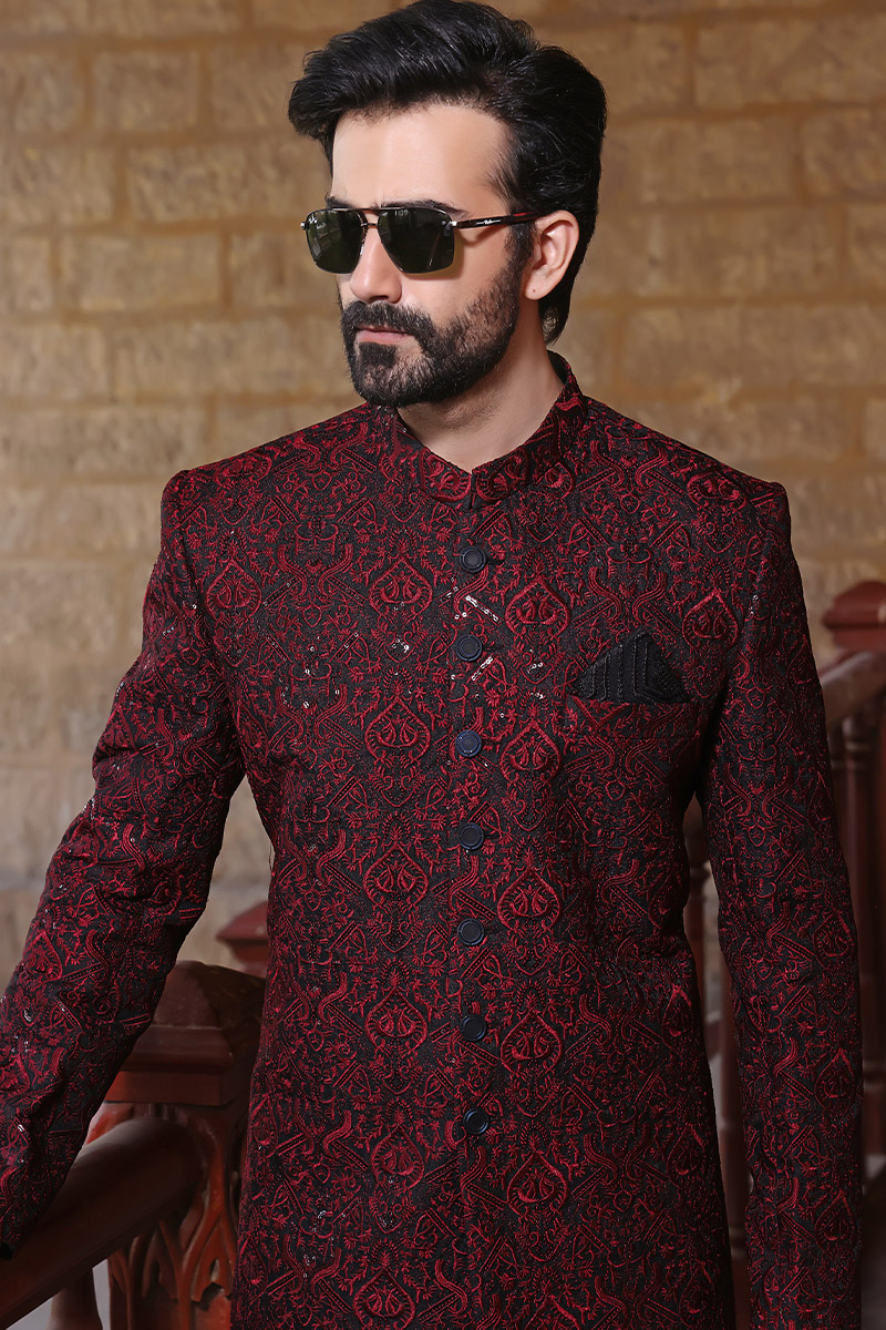 TGM Sherwani Collection - Crimson Cascade