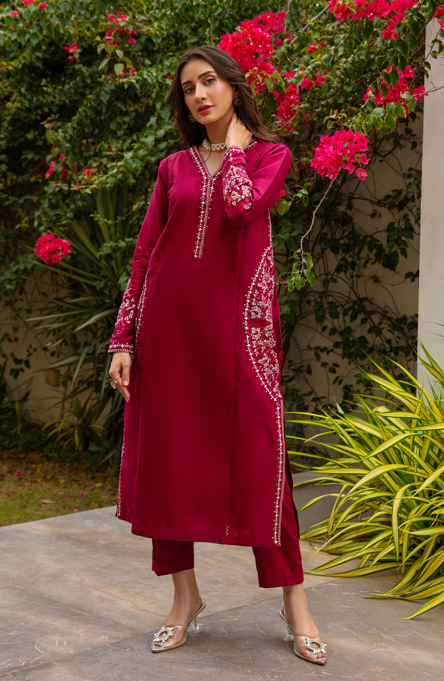 Muse Embroidered 2 Pc Pret Collection By TNG Store Crimson (Reddish Maroon)