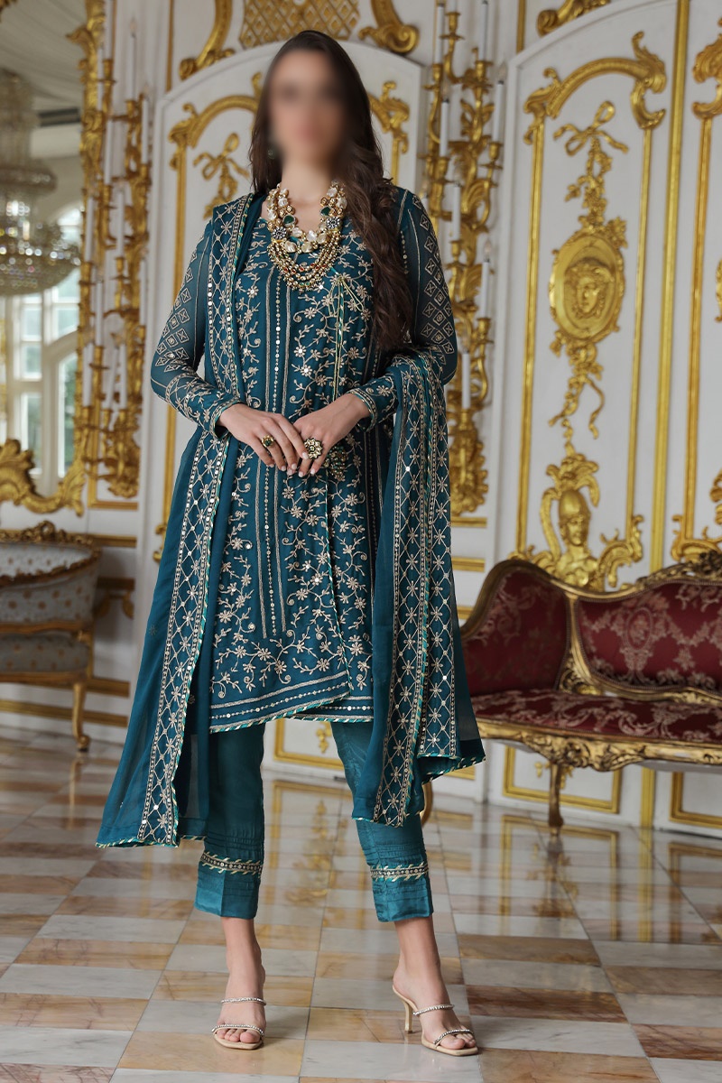 Merakish Unstitched Luxury Formal Collection 2023 - Crystal Teal