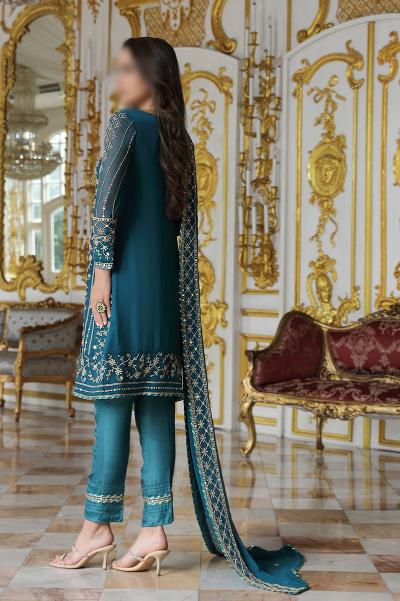 Merakish Unstitched Luxury Formal Collection 2023 - Crystal Teal