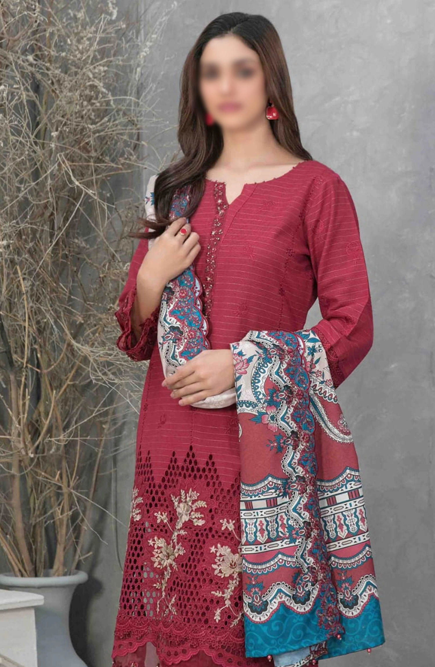 Dimah - Embroidered Schiffli Khaddar Collection - D-1162