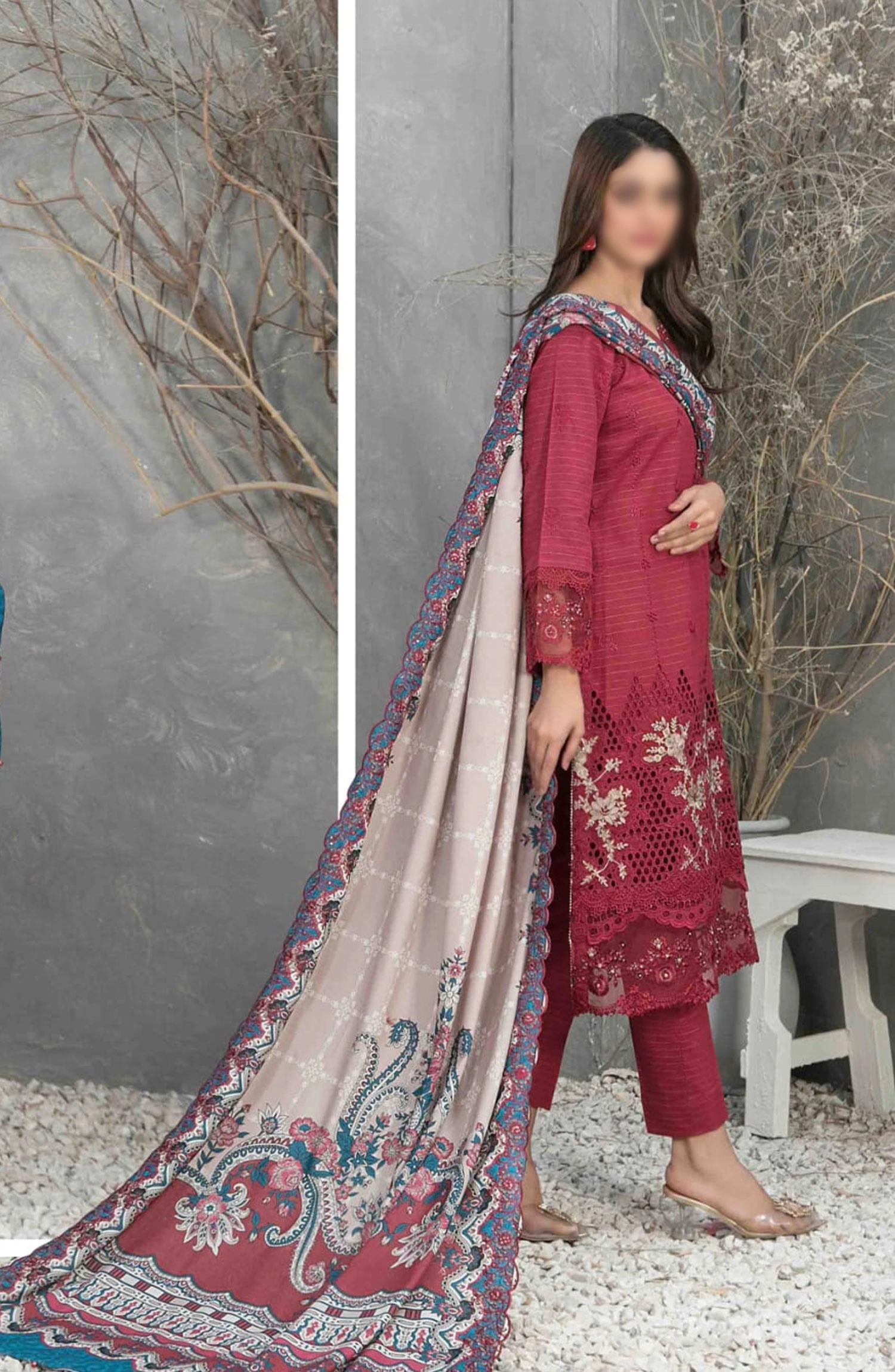 Dimah - Embroidered Schiffli Khaddar Collection - D-1162