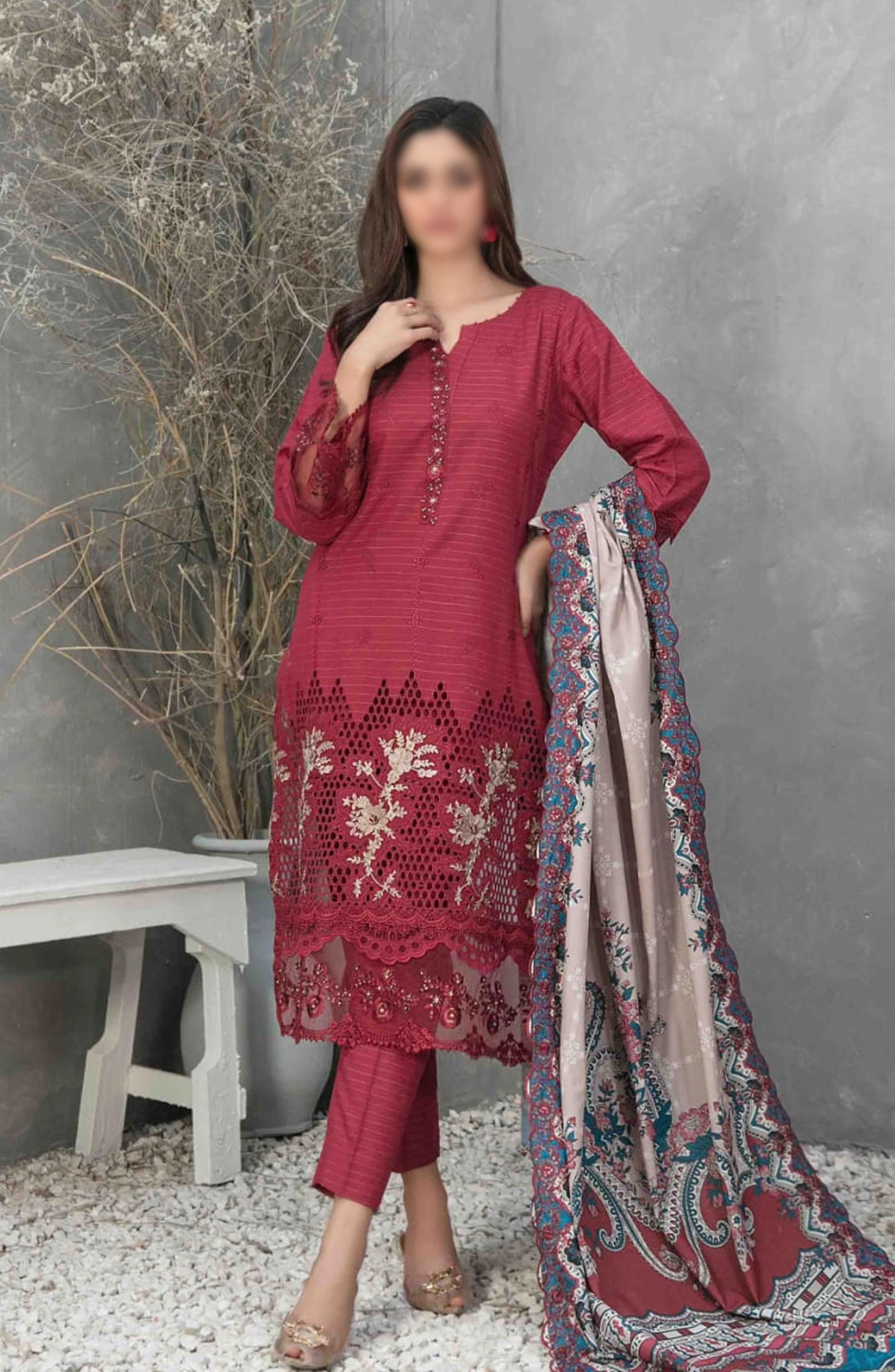 Dimah - Embroidered Schiffli Khaddar Collection - D-1162