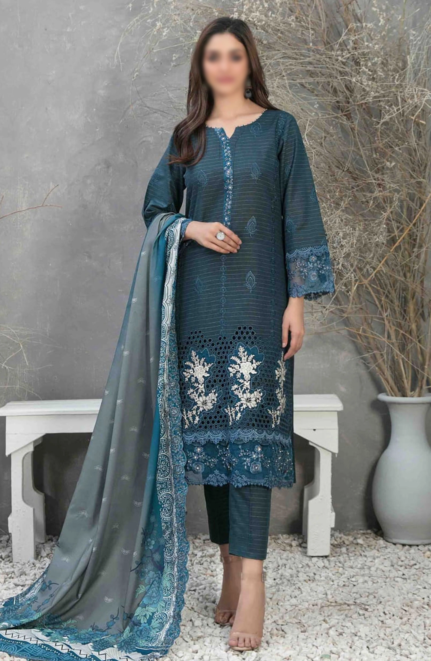 Dimah - Embroidered Schiffli Khaddar Collection - D-1168