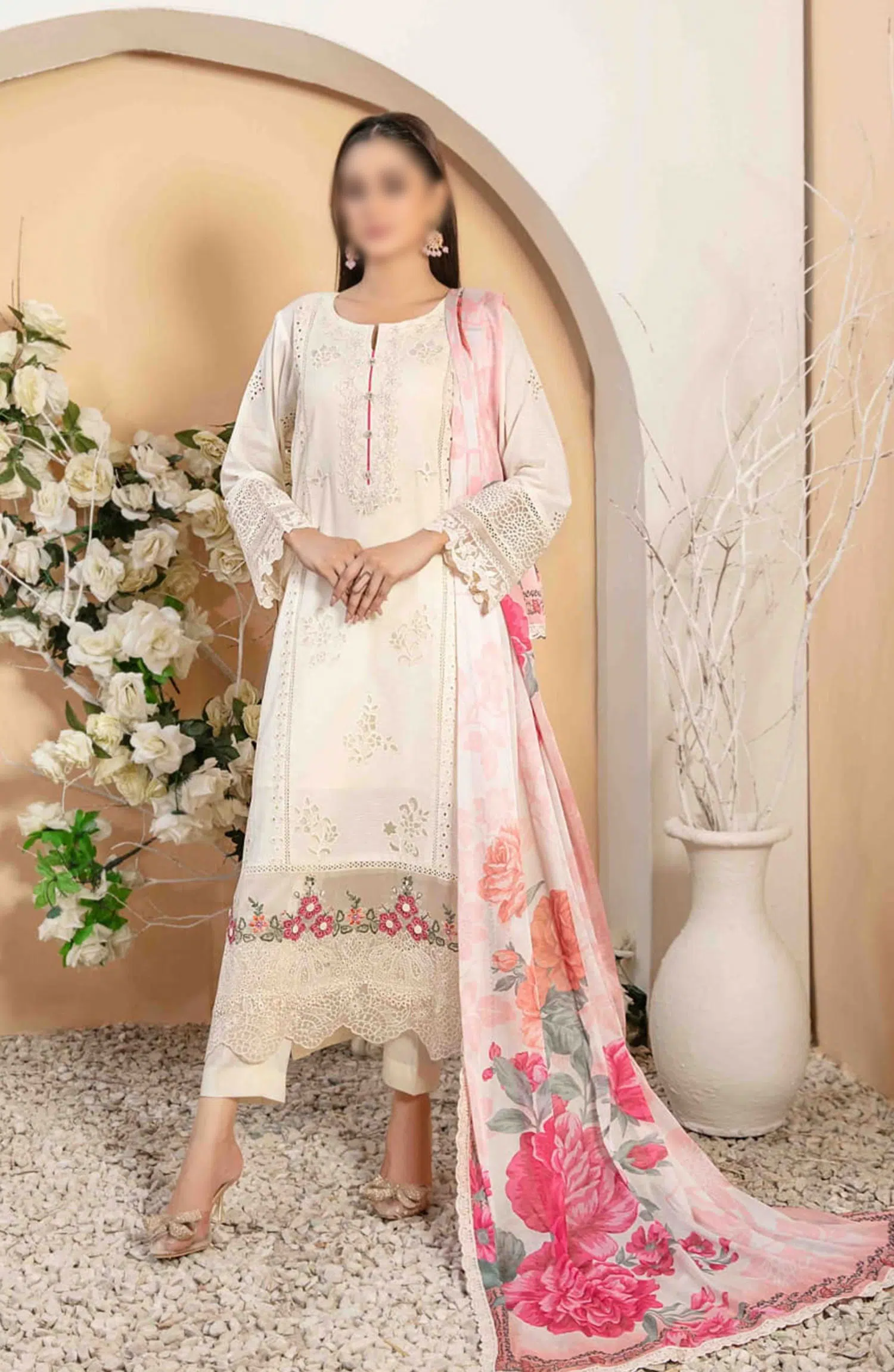 OLENA Fancy Heavy Embroidered Lawn Collection 2024 - D 3088