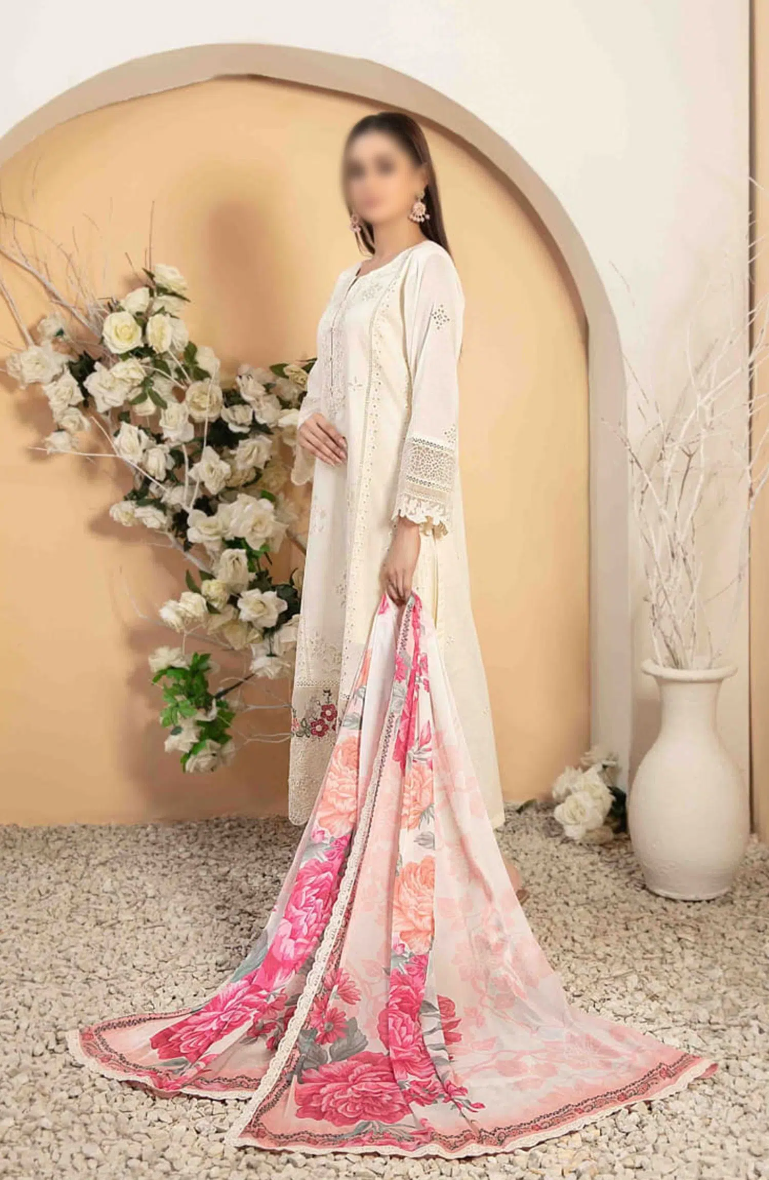 OLENA Fancy Heavy Embroidered Lawn Collection 2024 - D 3088