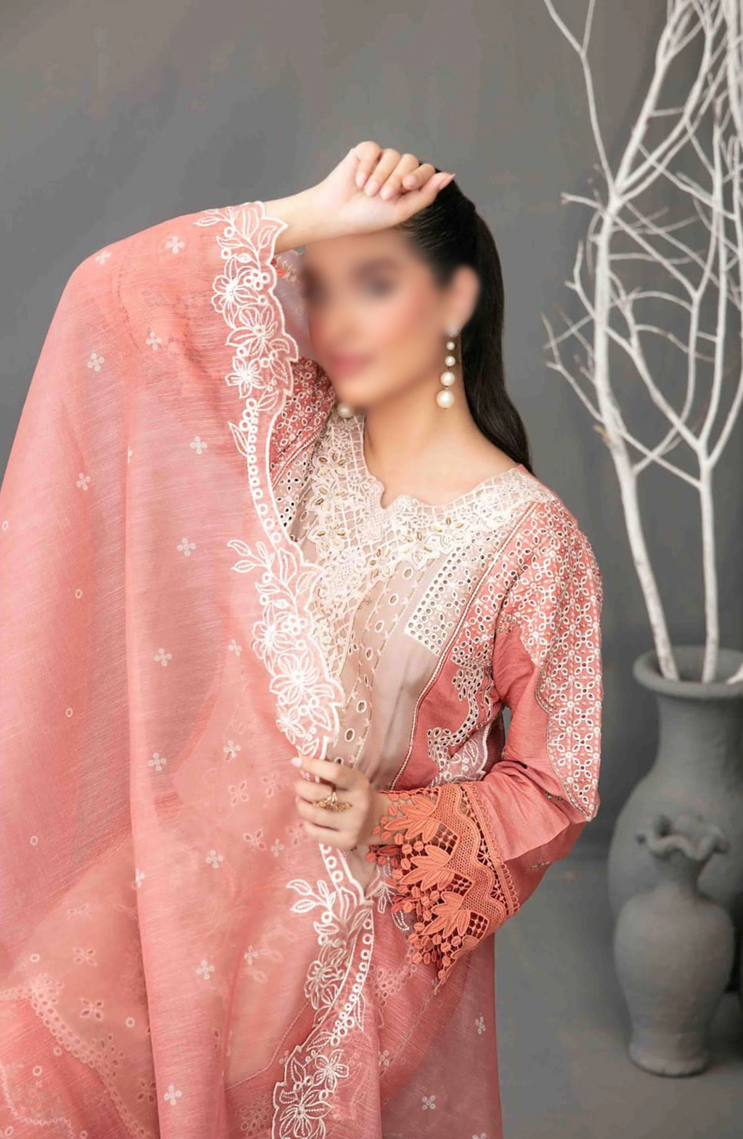 Aezal Fancy Embroidered Slub Viscose Collection 2024 - D 3619