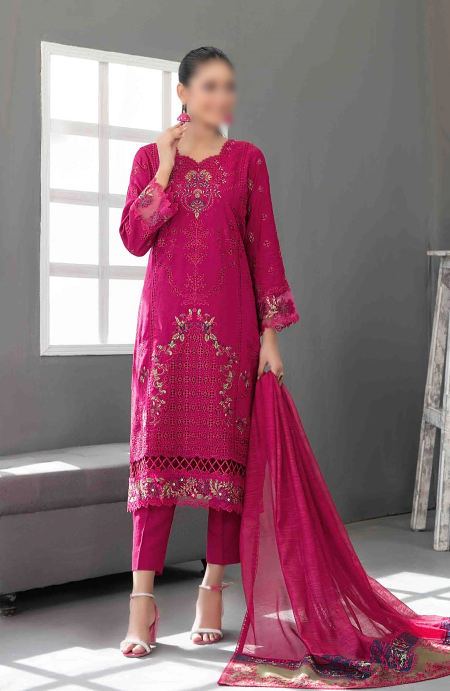 Aezal Fancy Embroidered Slub Viscose Collection 2024 - D 3622