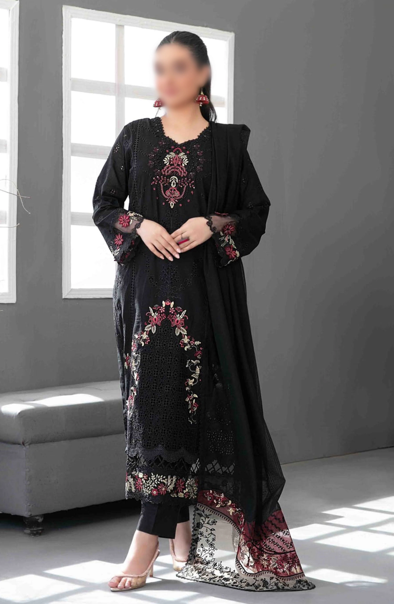 Aezal Fancy Embroidered Slub Viscose Collection 2024 - D 3650