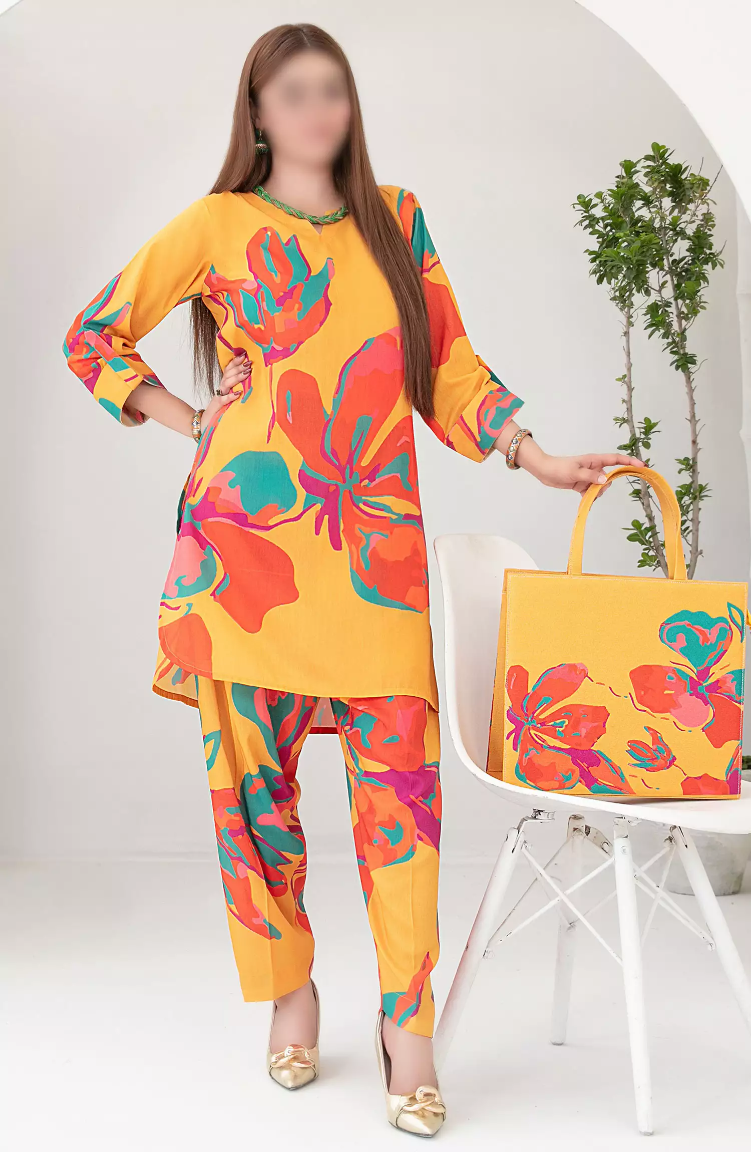 Glo Swiss Digital Printed 2 Pc Stitched Collection - D-3765