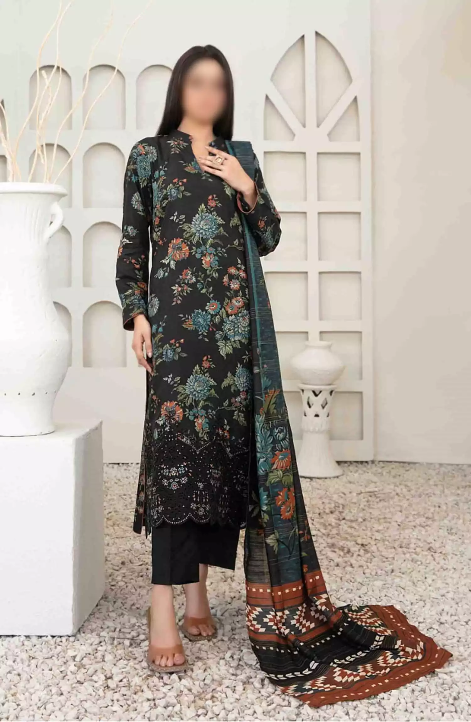 Harika - Embroidered Digital Viscose Jacquard Collection - D 4048