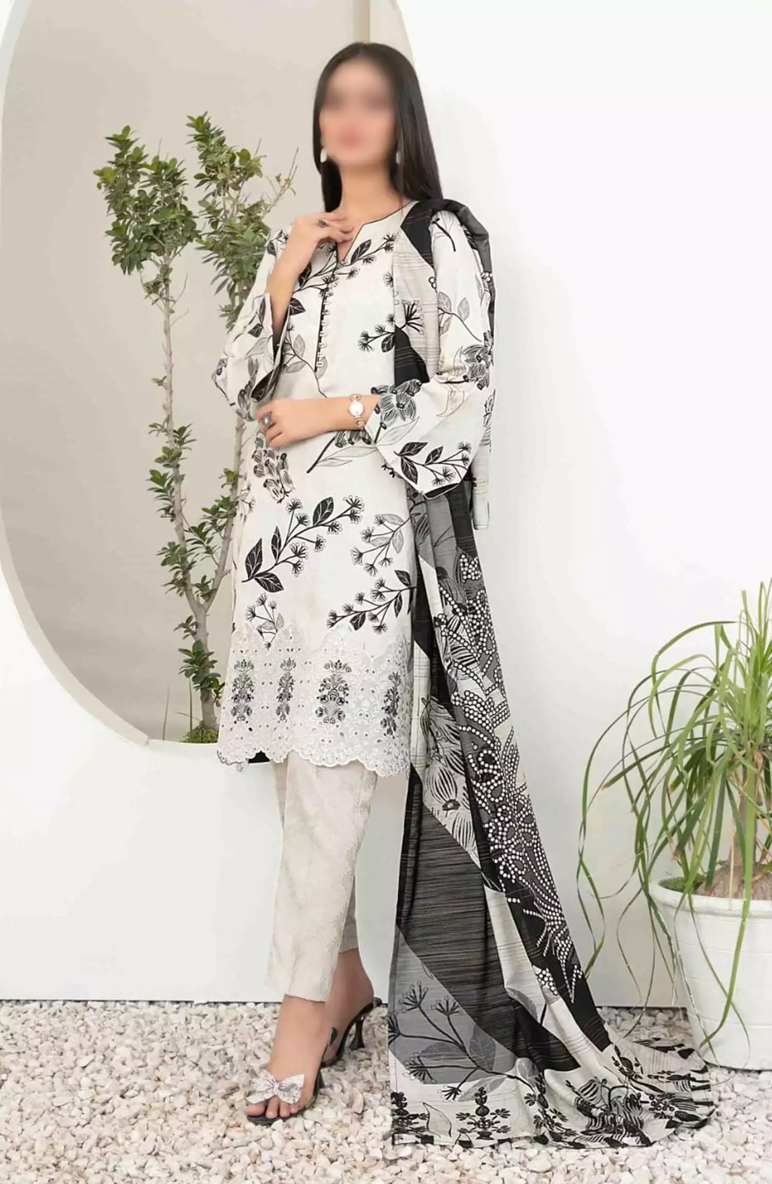 Harika - Embroidered Digital Viscose Jacquard Collection - D 4054