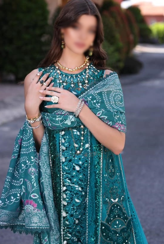 Noor Chiffon Handwork Schiffli Laserkari 2023 - D 08 Zarish