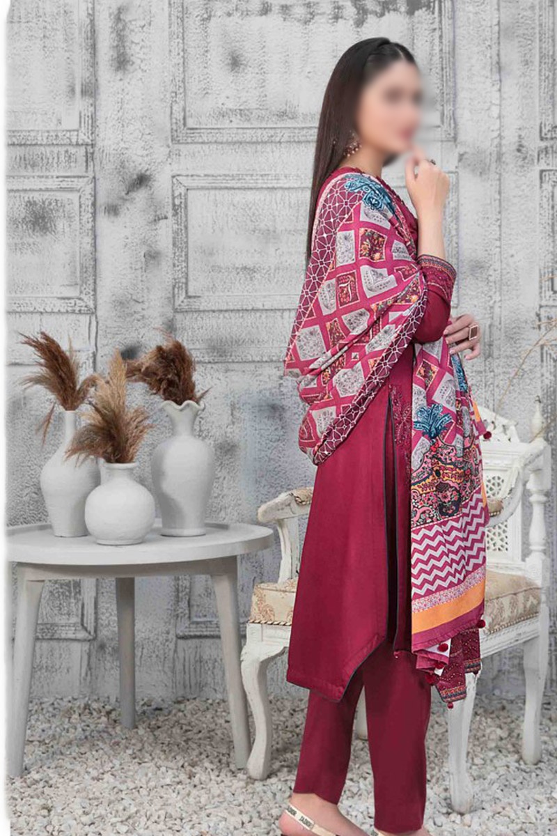 NIRA Embroidered Satin Velvet Shawl Dupatta Collection - D 1120