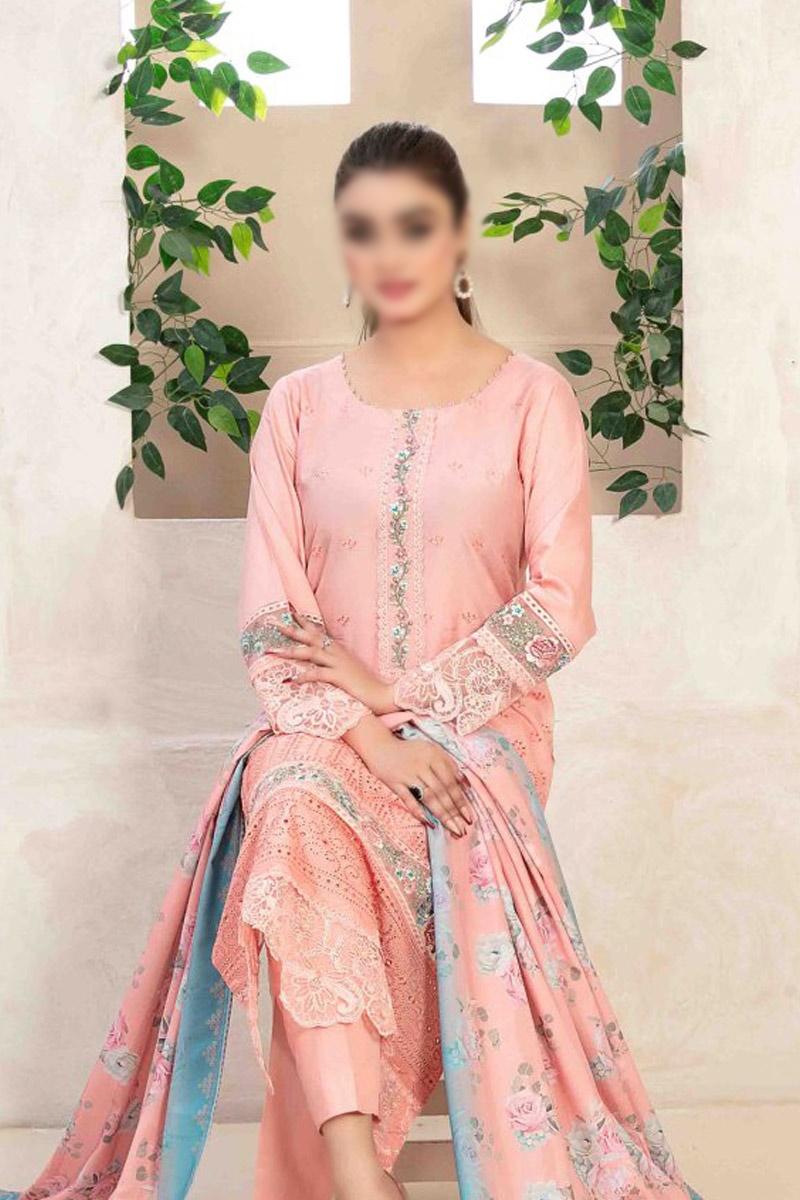 MAHEER Embroidered Viscose Schiffli with Digital Printed Shawl Collection 2023 -TF D 9577