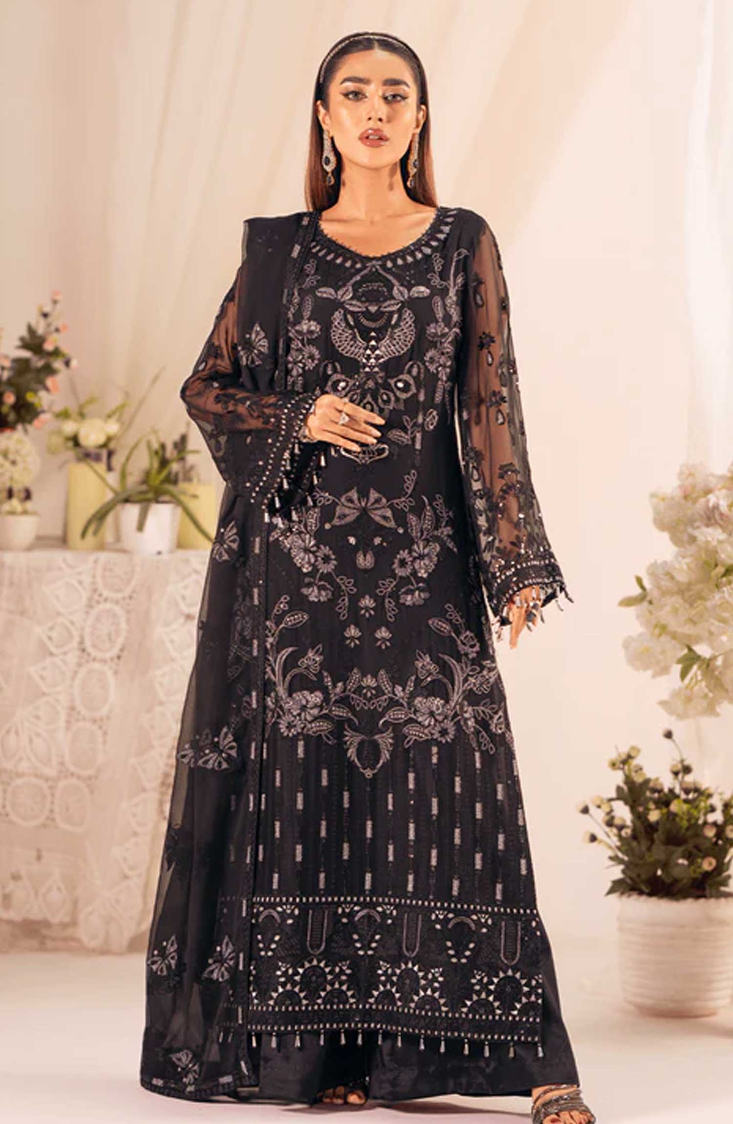 Lamisah Luxury Chiffon Unstitched Collection By Lavish Premium - Dark Forest