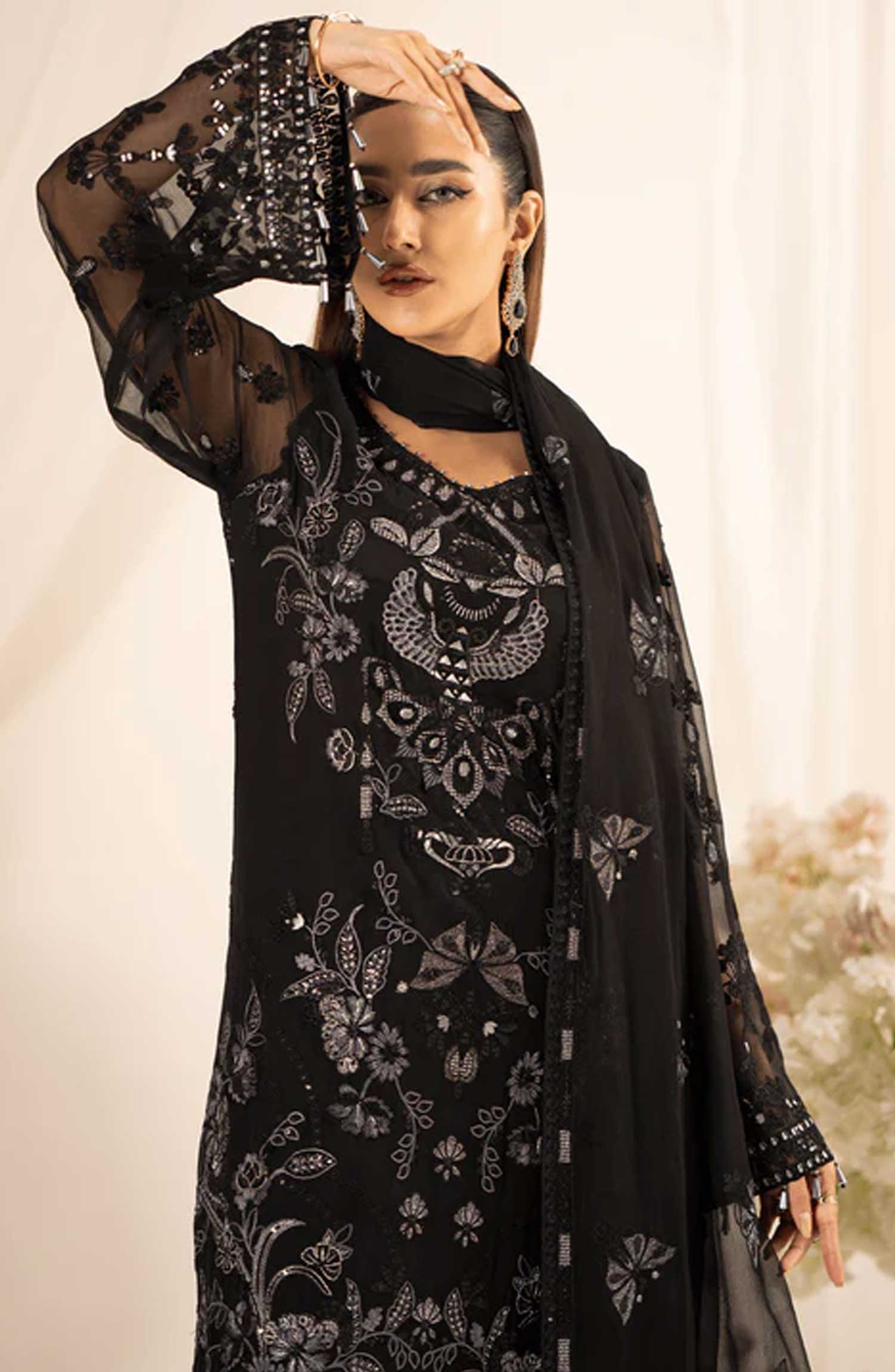 Lamisah Luxury Chiffon Unstitched Collection By Lavish Premium - Dark Forest