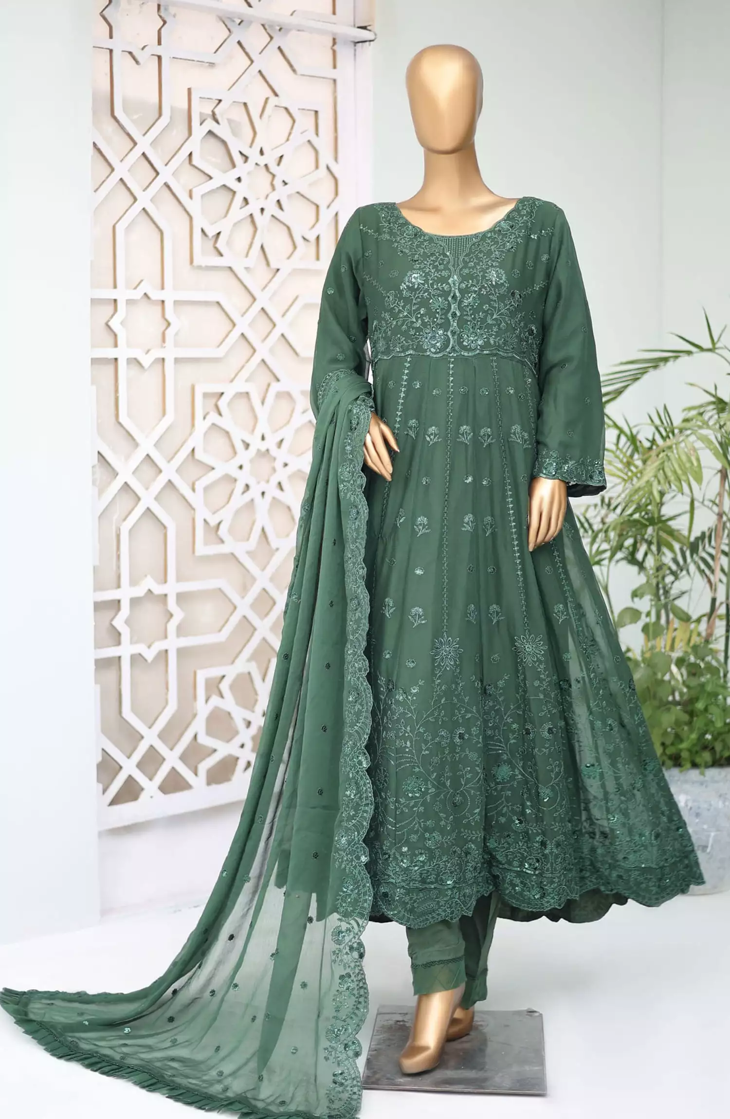 Bin Saeed Shazlin Exclusive Luxury Chiffon Frock Collection - Design 01