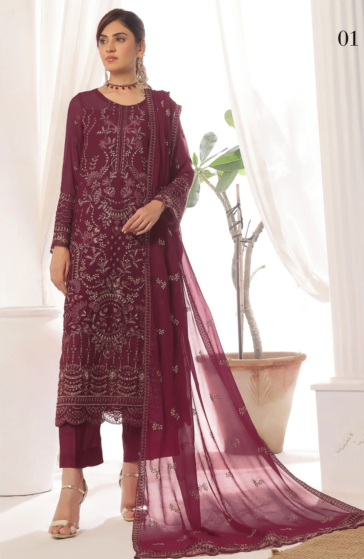 Amour Embroidered Luxury Chiffon Unstitched Collection By Soghat - Design 01