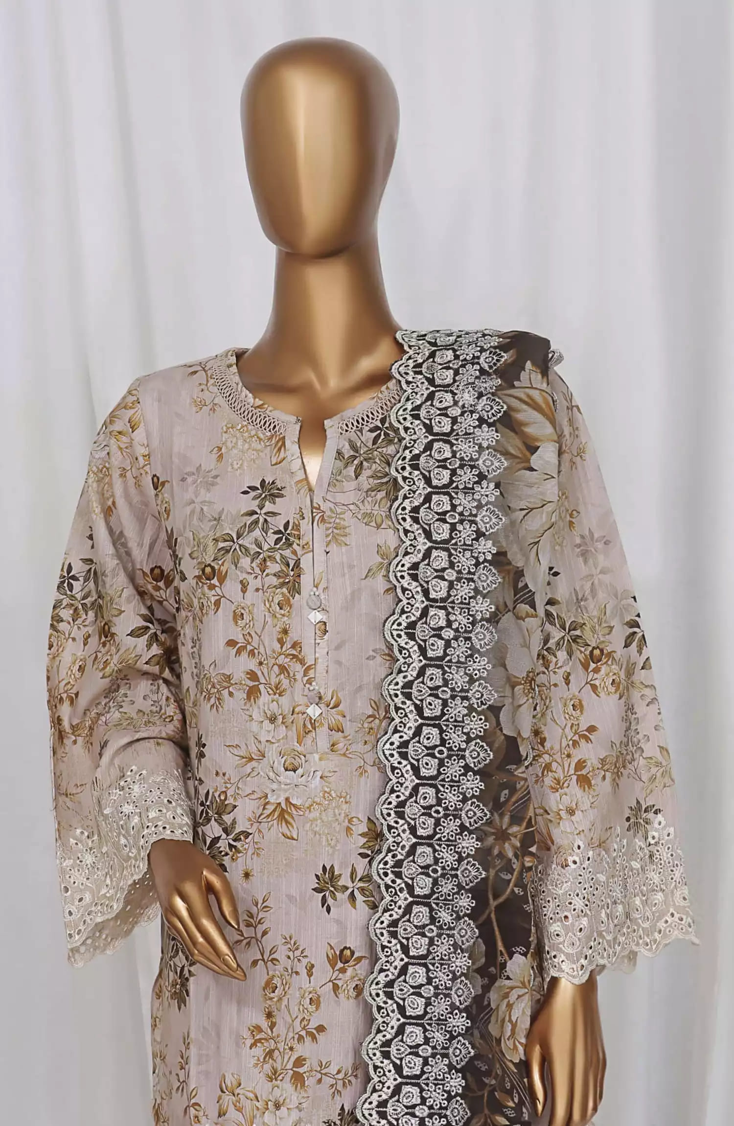 Sadabahar Laser Cutwork Chikankari Embroidered Dupatta Vol 01 - SLCC-Design 01