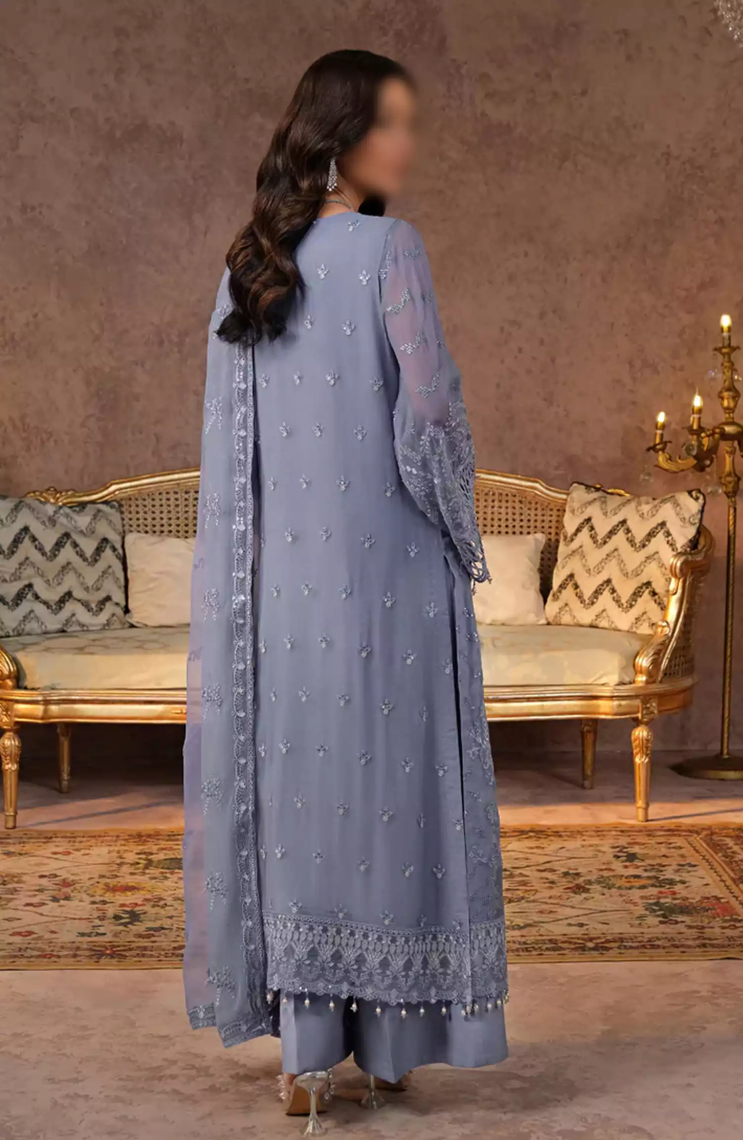 Lamisah Zebaish Luxury Chiffon Collection - Design -01 Periwinkle