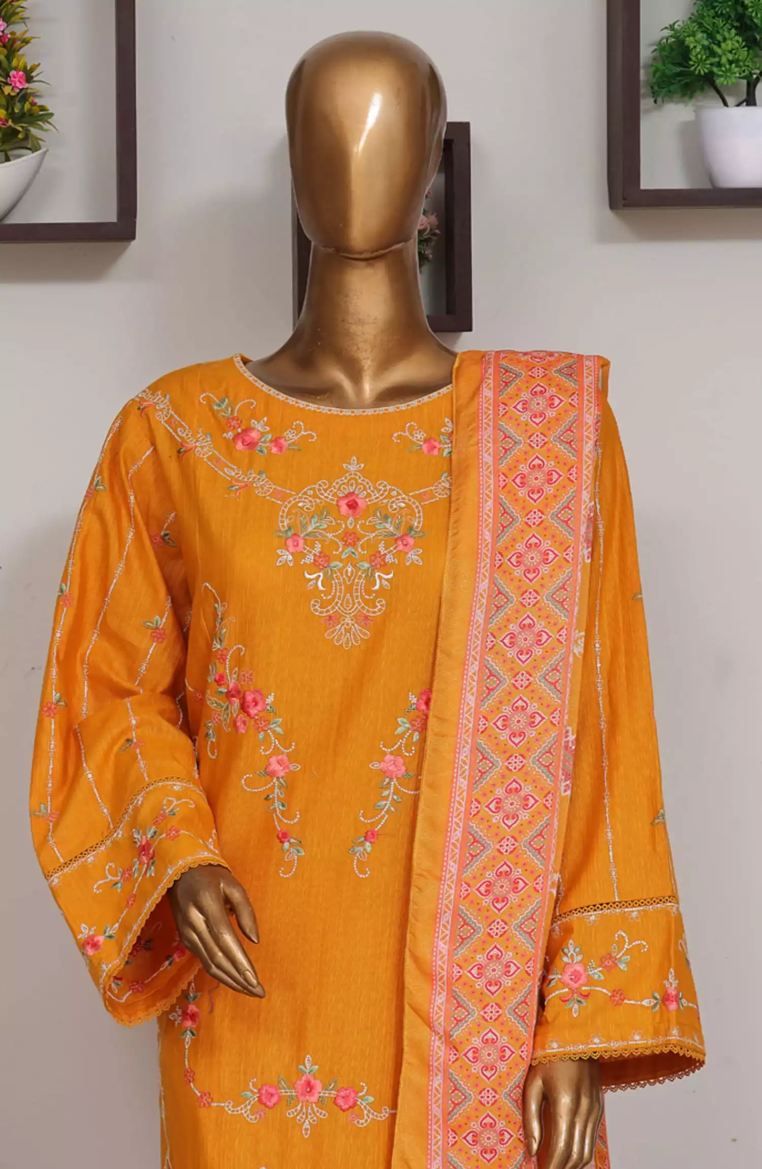 Bin Saeed Exclusive Slub Embroidered Khaddar with Shawl Collection Vol 02 - Design 02