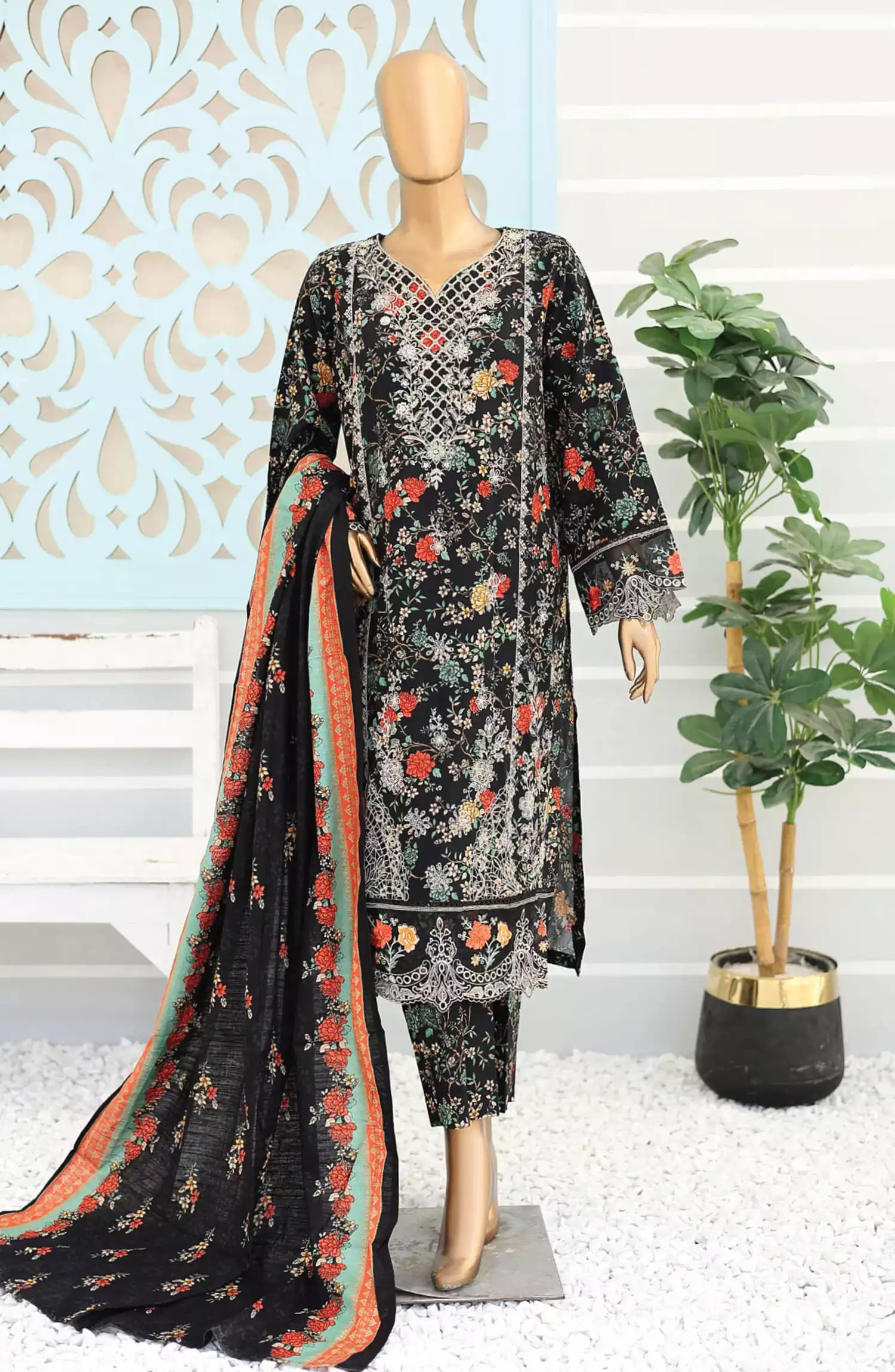 Bin Saeed Exclusive RTW Chikankari Embroidered Khaddar Collection - Design 02