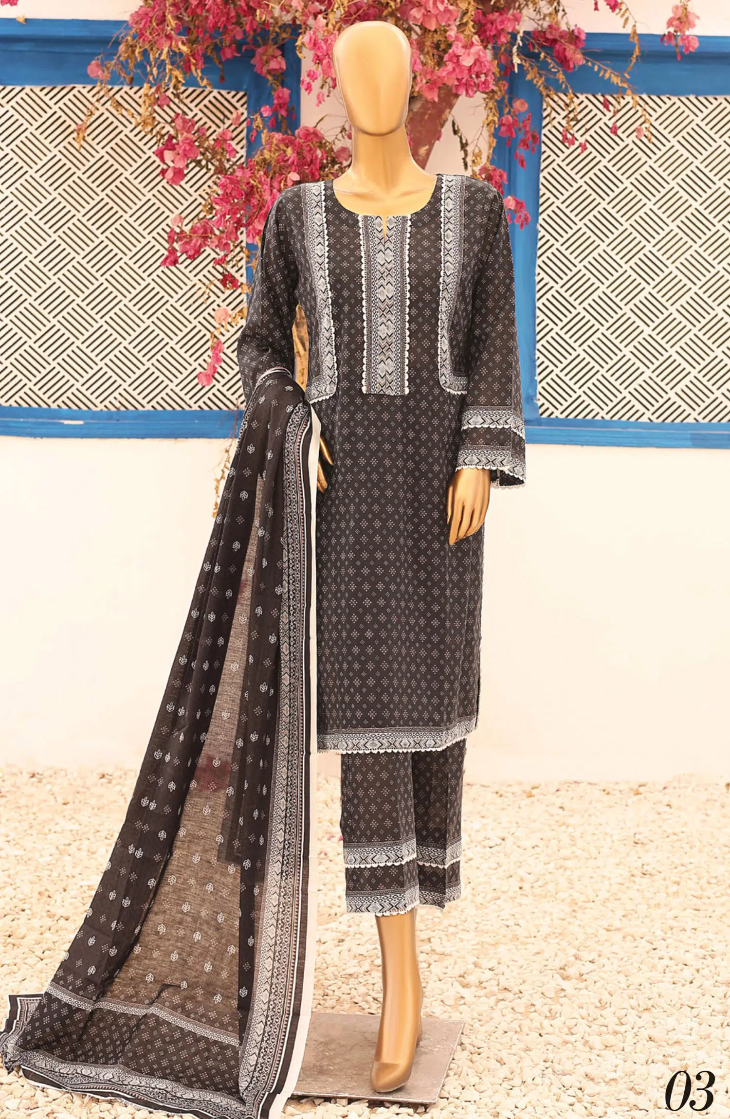 MTF Black Obsession Digital Printed Lawn Collection 2024 - DESIGN-03