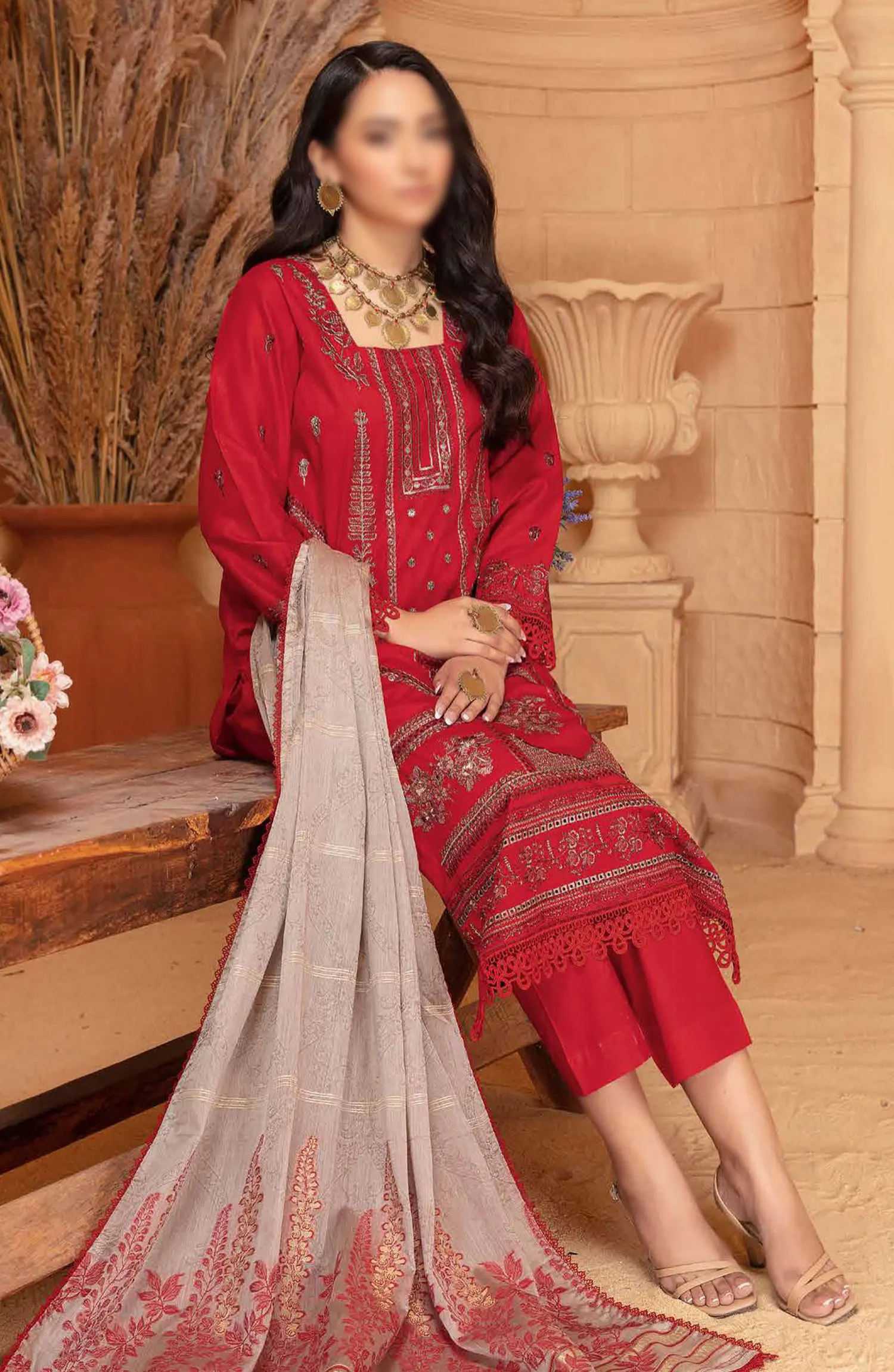 Jugnoo Premium Embroidered Lawn Collection 2024 - Design 03