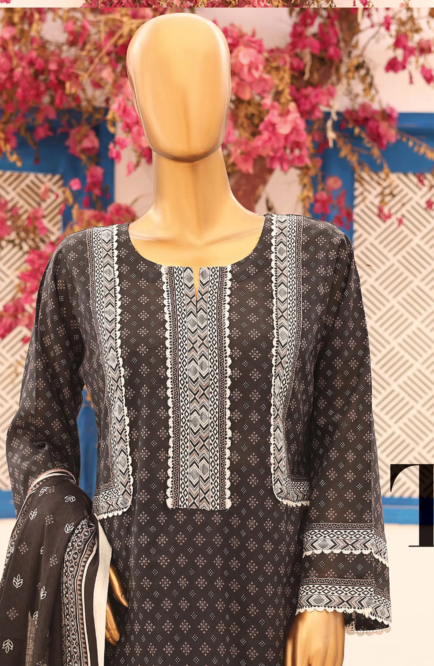 MTF Black Obsession Digital Printed Lawn Collection 2024 - DESIGN-03