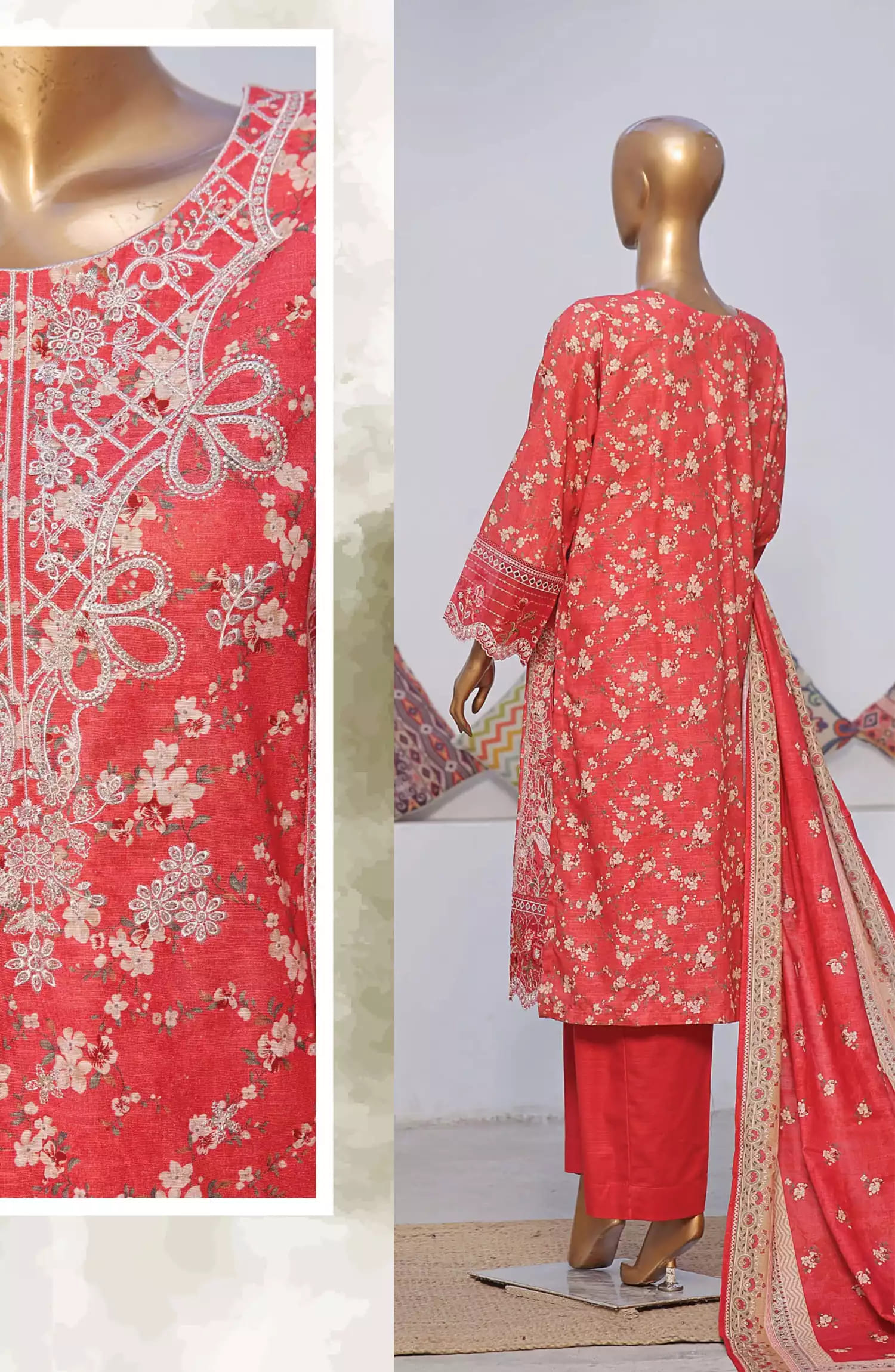 Bin Saeed Exclusive RTW Chikankari Embroidered Khaddar Collection Vol 05-Design 06