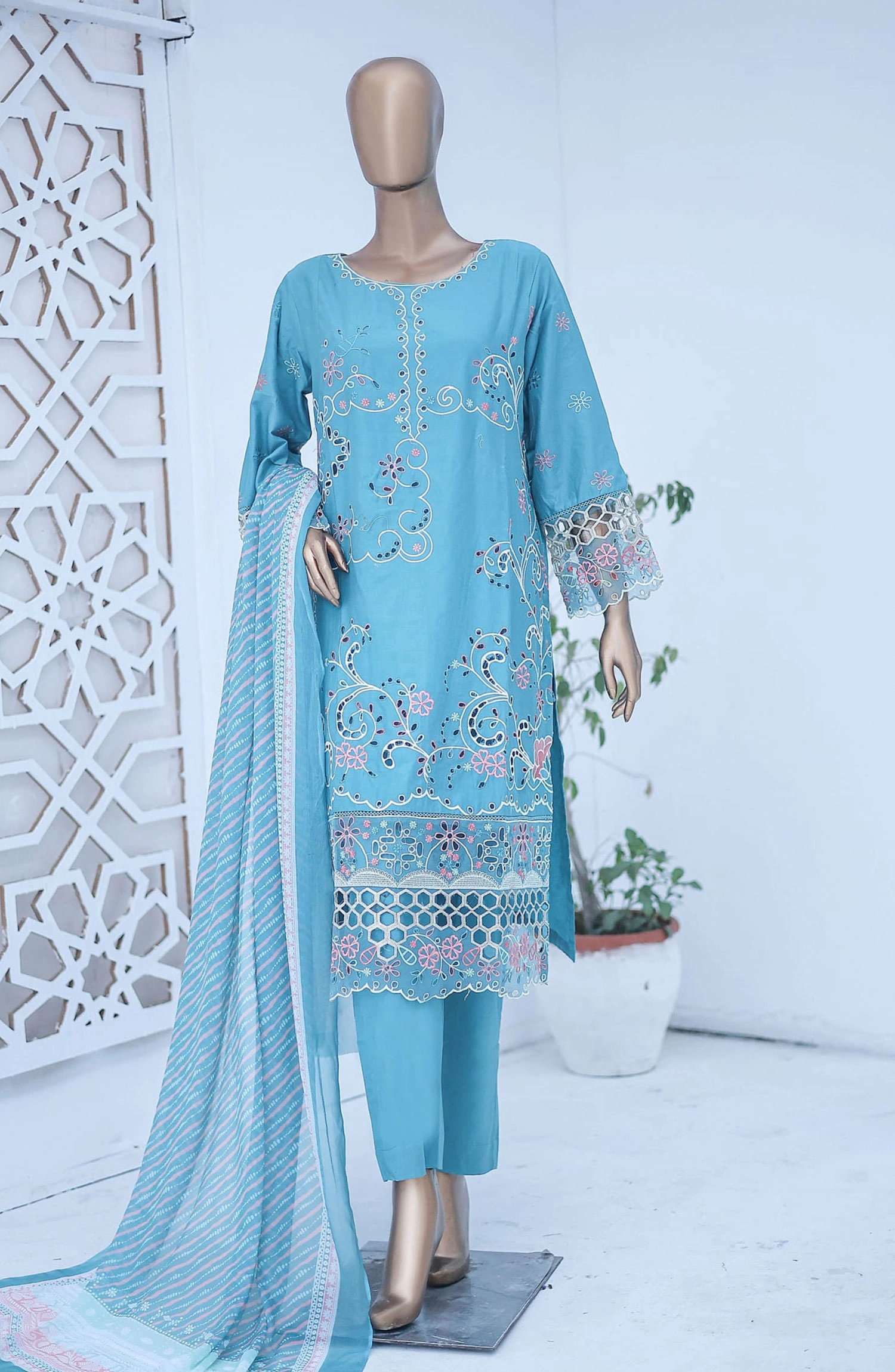 Bin Saeed Luxury Embroidered With Chiffon Dupatta - Design 07