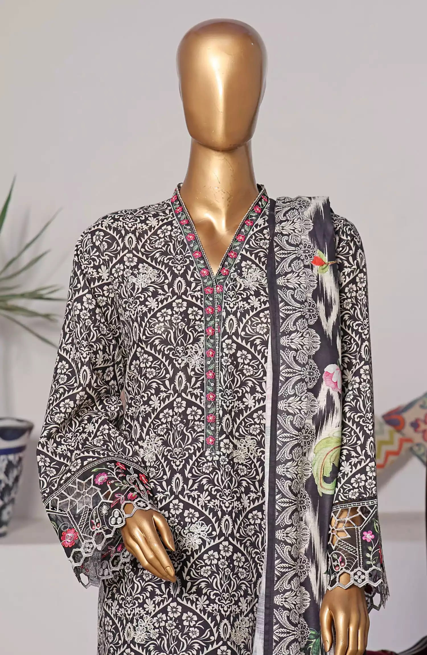 Bin Saeed Exclusive RTW Chikankari Embroidered Khaddar Collection Vol 05-Design 09