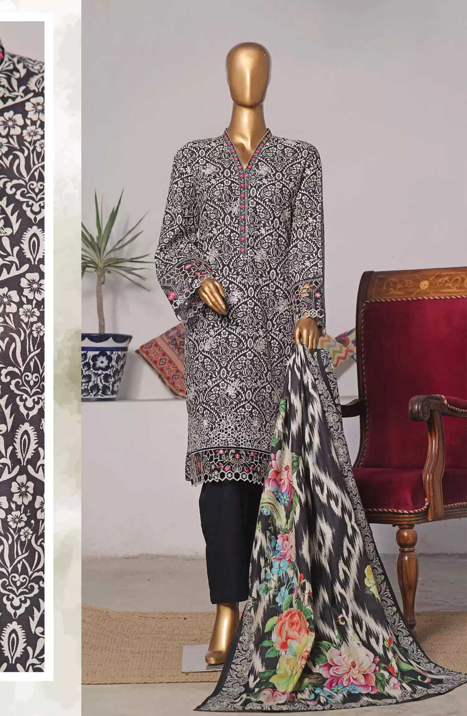 Bin Saeed Exclusive RTW Chikankari Embroidered Khaddar Collection Vol 05-Design 09