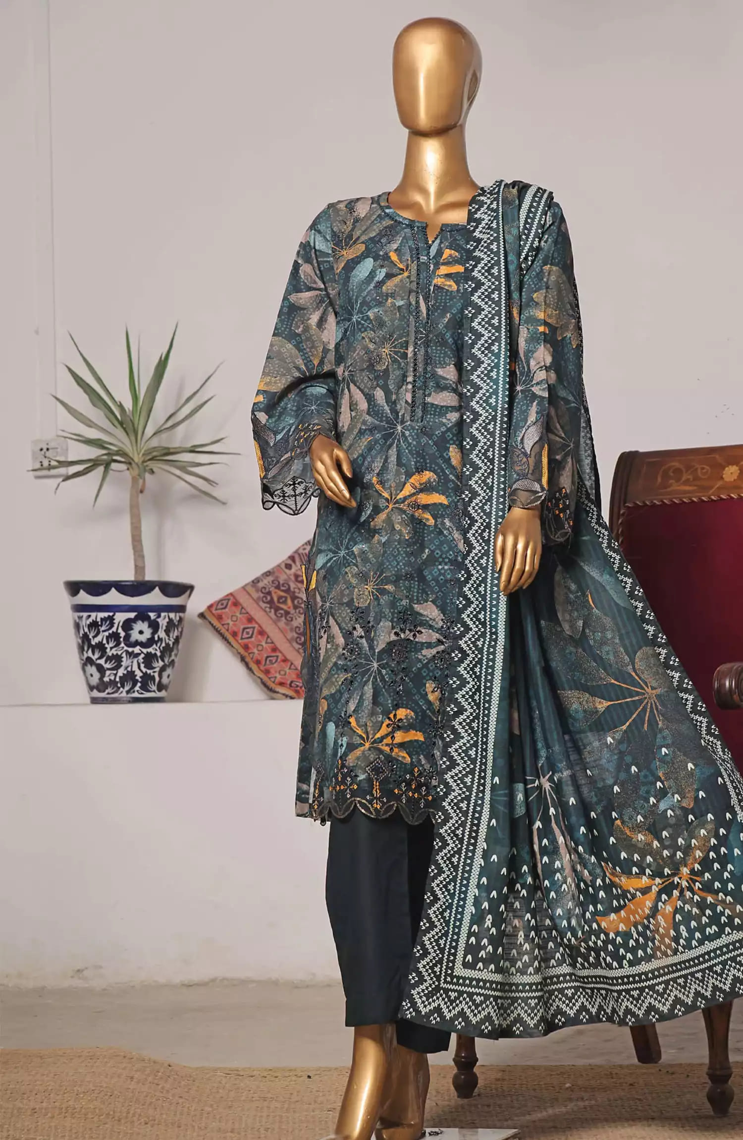 Bin Saeed Exclusive RTW Chikankari Embroidered Khaddar Collection Vol 05-Design 10