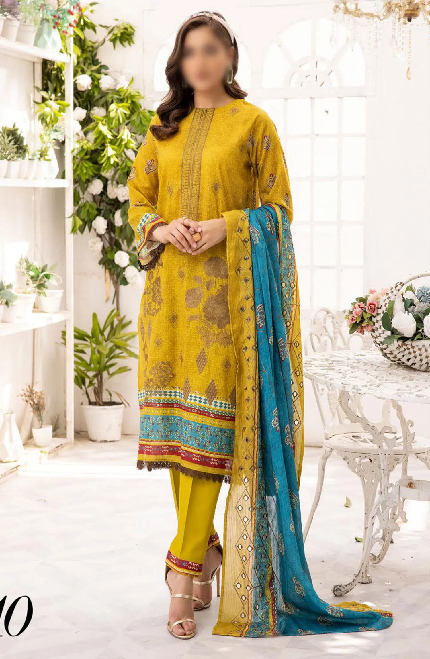 Sarah Digital Premium Embroidered Slub Lawn Collection 2024 - Design 10