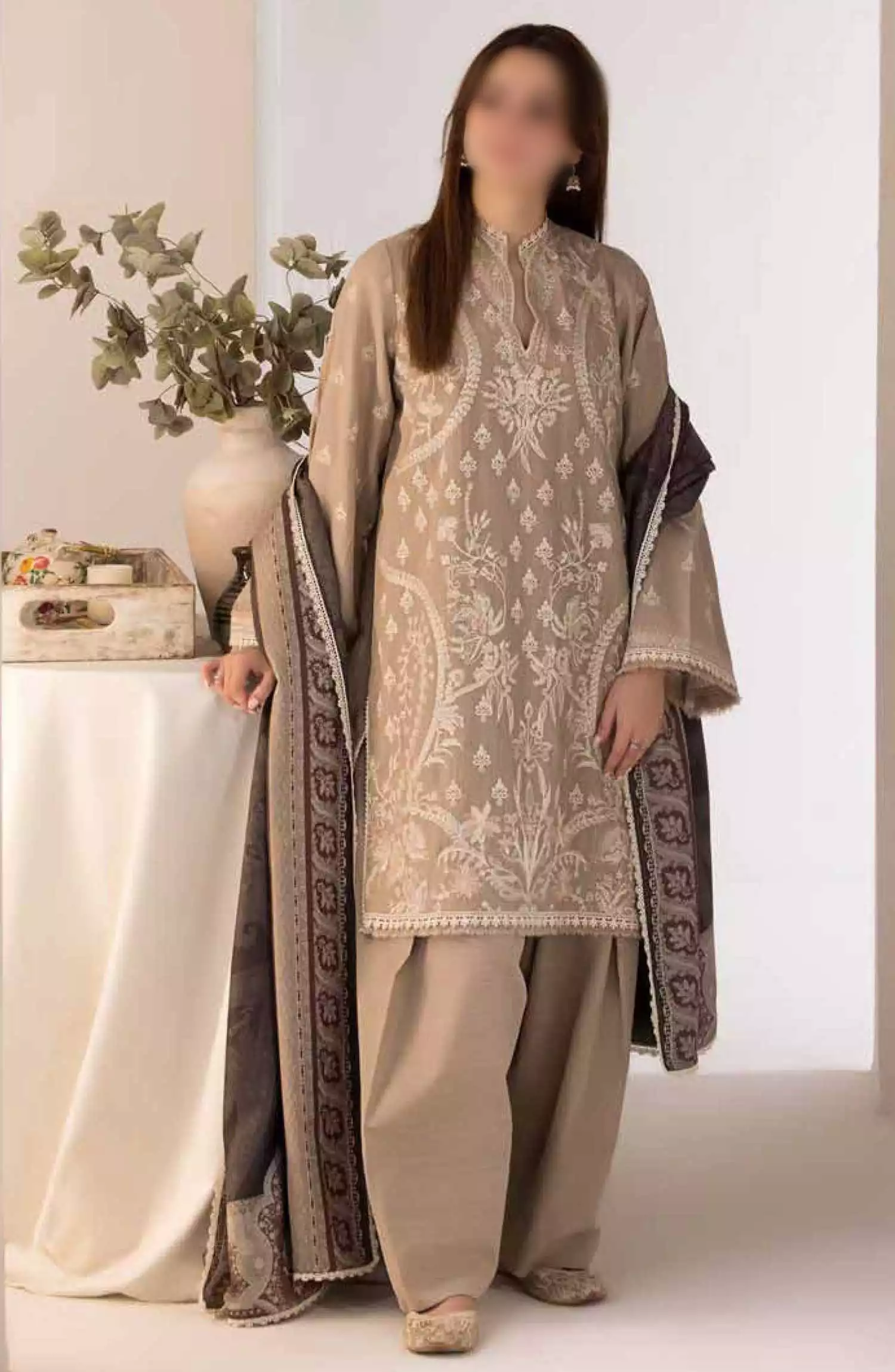 Sobia Nazir Winter Shawl Unstitched Collection 2024 - Design 04 A