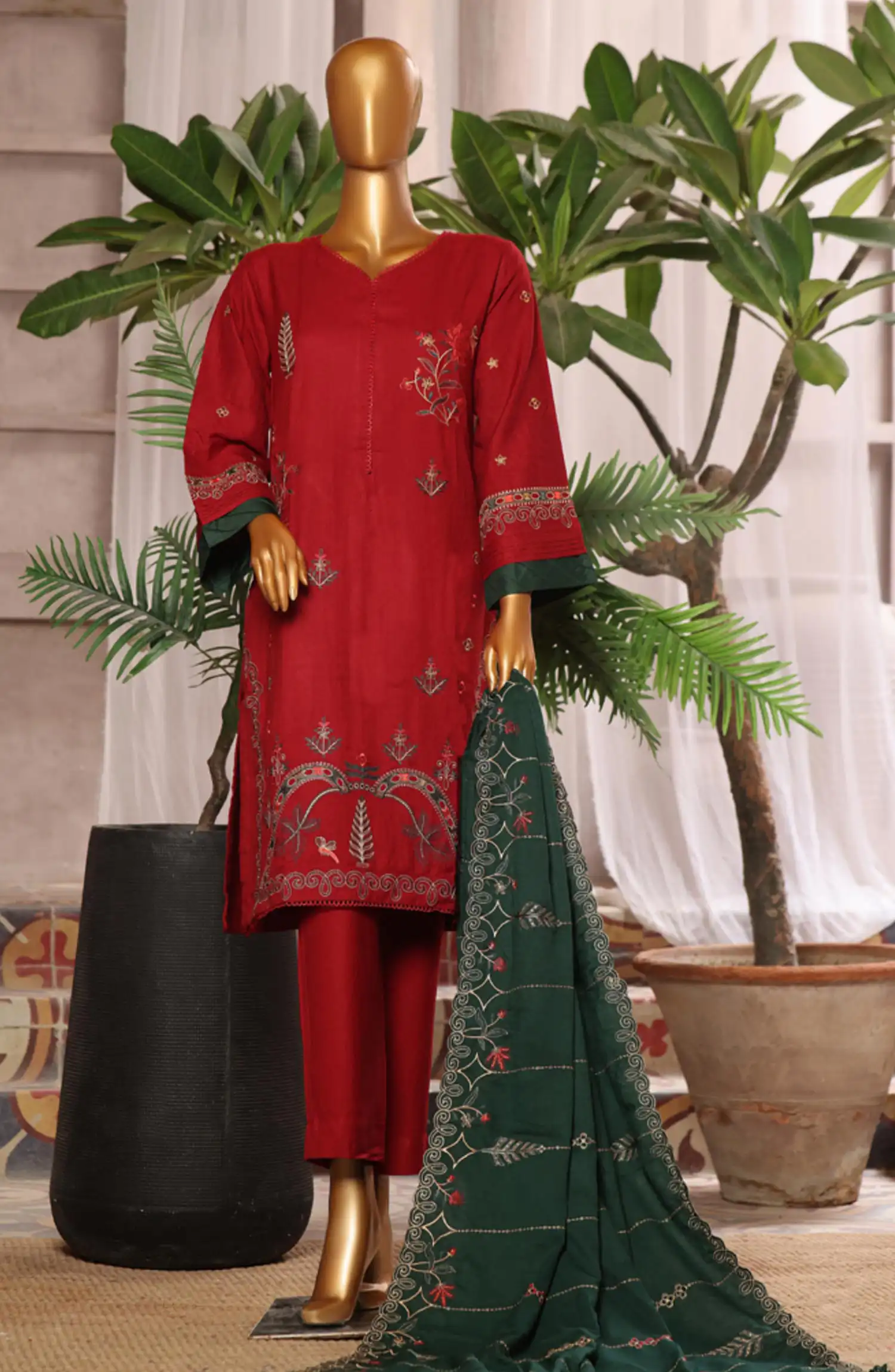 Bin Saeed Luxury Stitched Embroidered 3 Pc Karandi Collection Vol 02 - Design 06