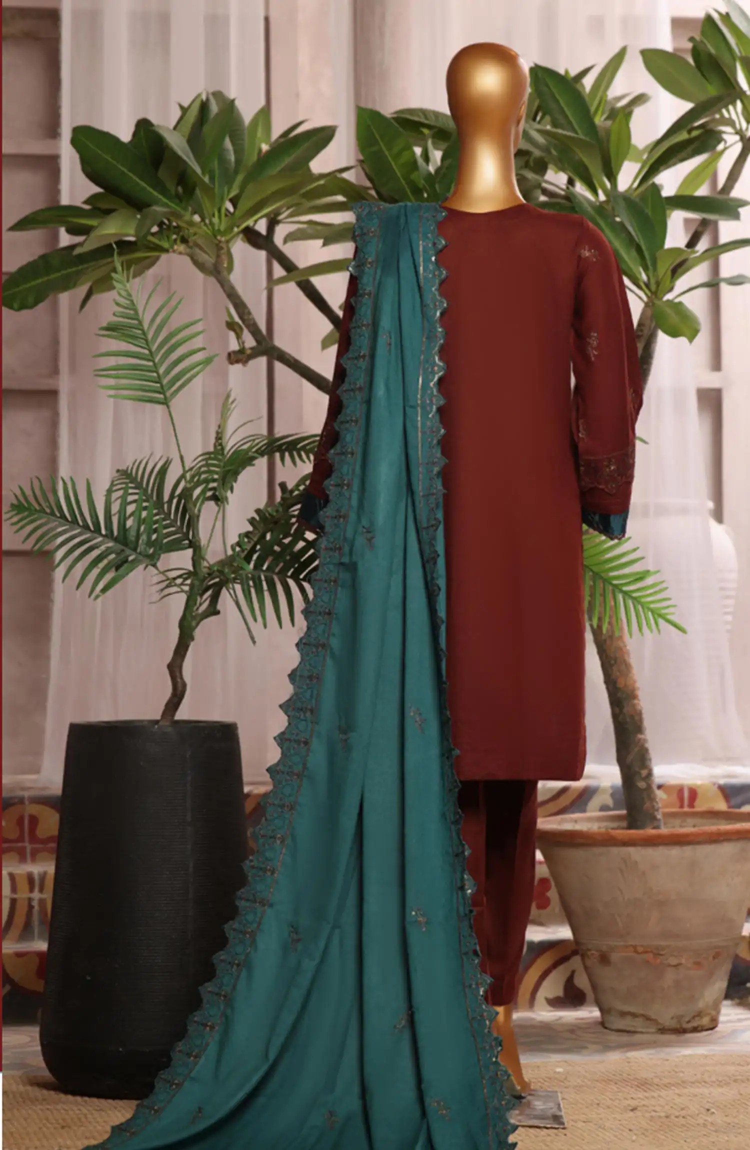 Bin Saeed Luxury Stitched Embroidered 3 Pc Karandi Collection Vol 02 - Design 07