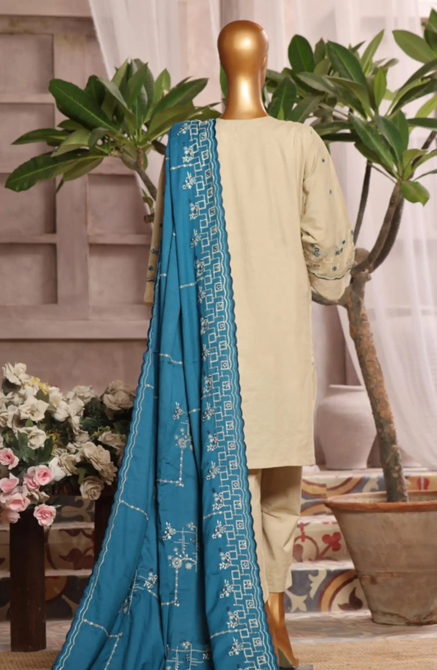 Bin Saeed Luxury Stitched Embroidered 3 Pc Karandi Collection Vol 02 - Design 11