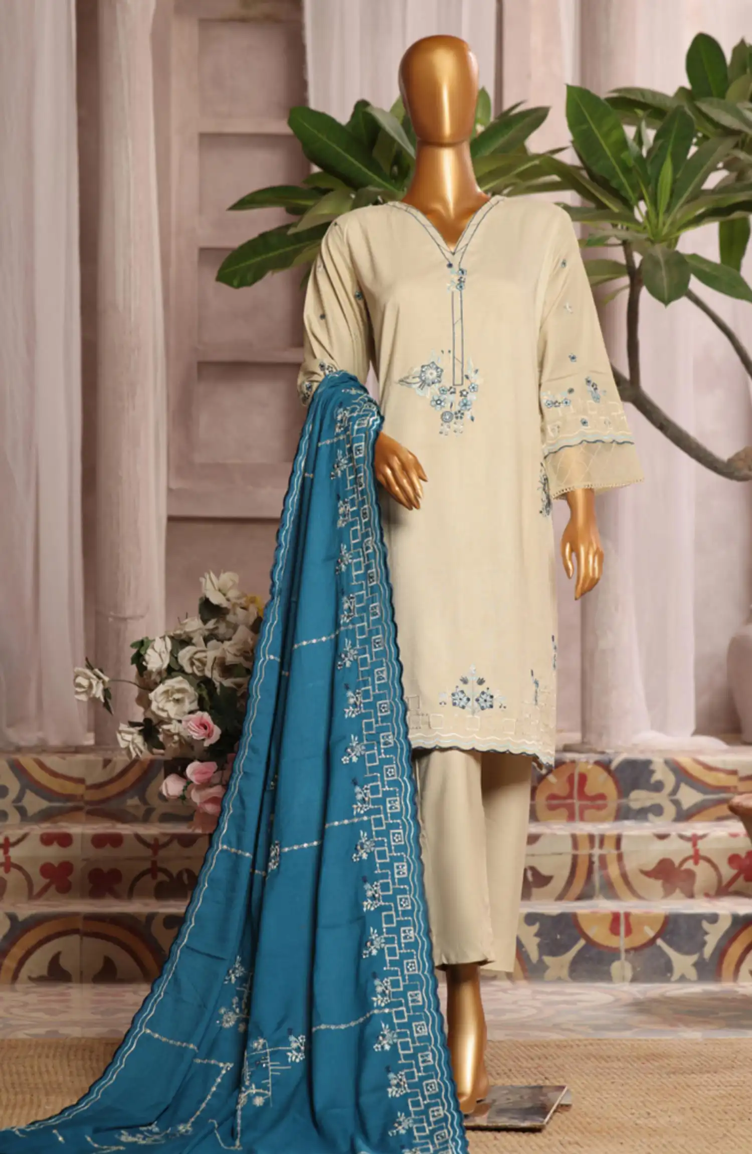 Bin Saeed Luxury Stitched Embroidered 3 Pc Karandi Collection Vol 02 - Design 11