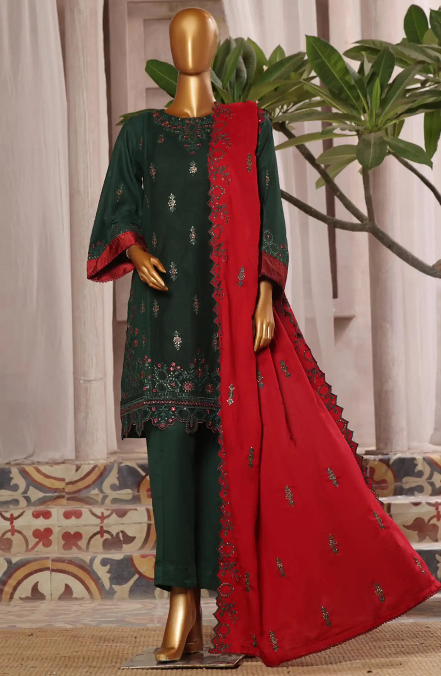 Bin Saeed Luxury Stitched Embroidered 3 Pc Karandi Collection Vol 02 - Design 14