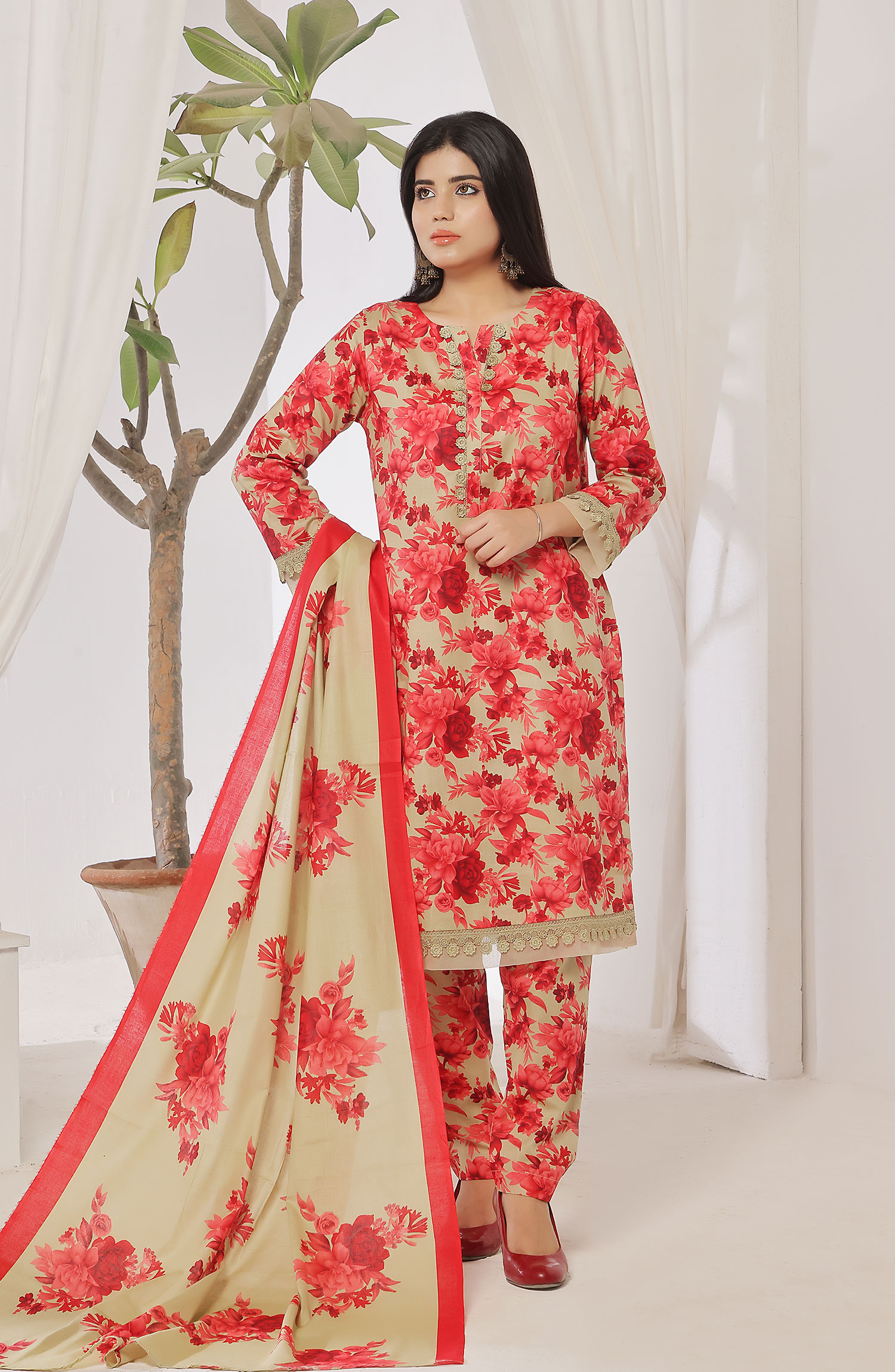 Designer Cotton Lawn 3 Pcs  Unstitched Printed Collection 2024 - DL-175