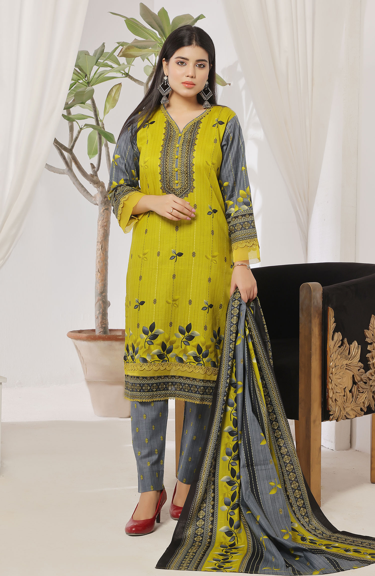 Designer Cotton Lawn 3 Pcs  Unstitched Printed Collection 2024 vol 2 - DL-180