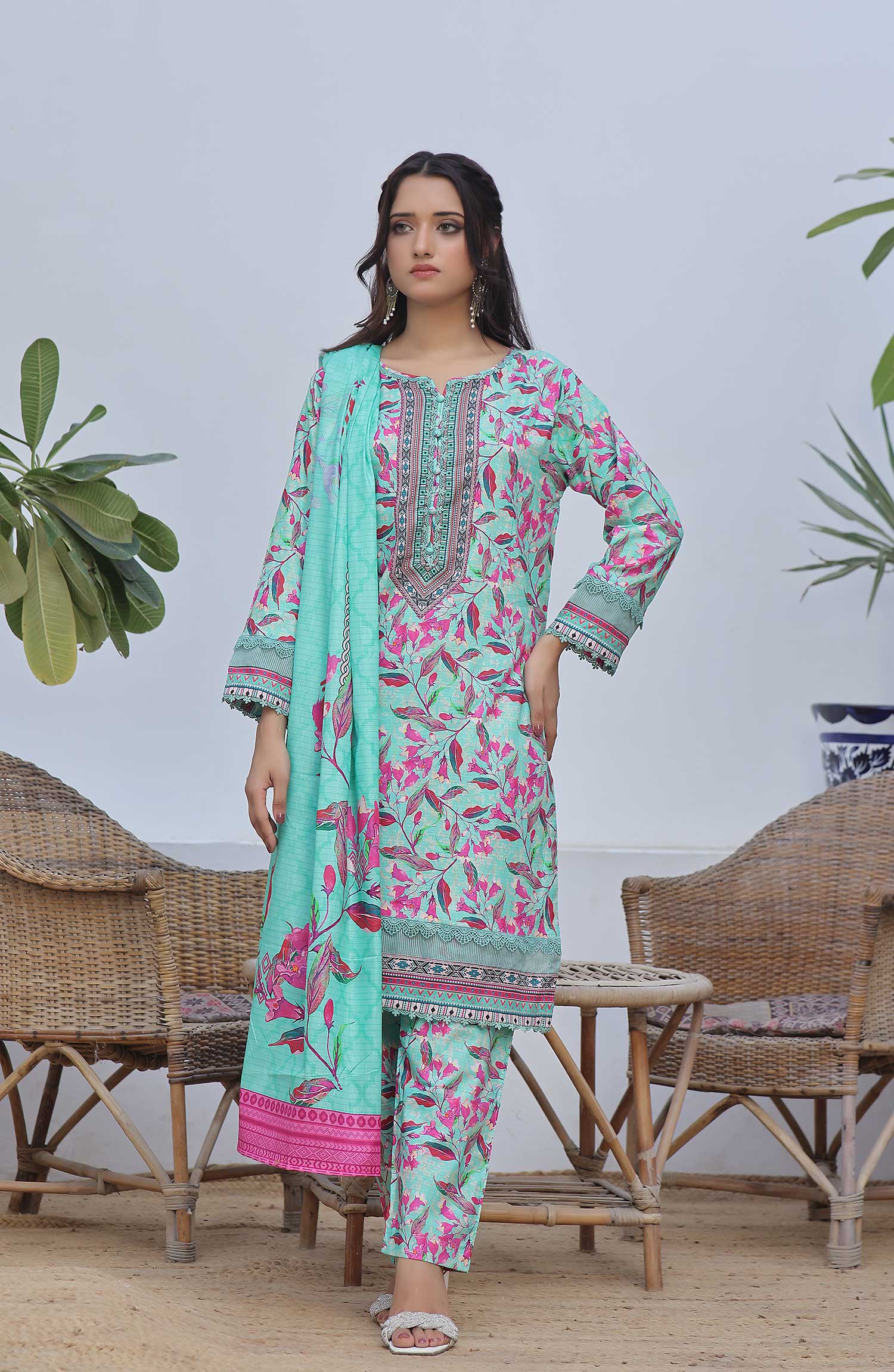 Designer Cotton Lawn 3 Pcs  Unstitched Printed Collection 2024 VOL 03 - DL 108