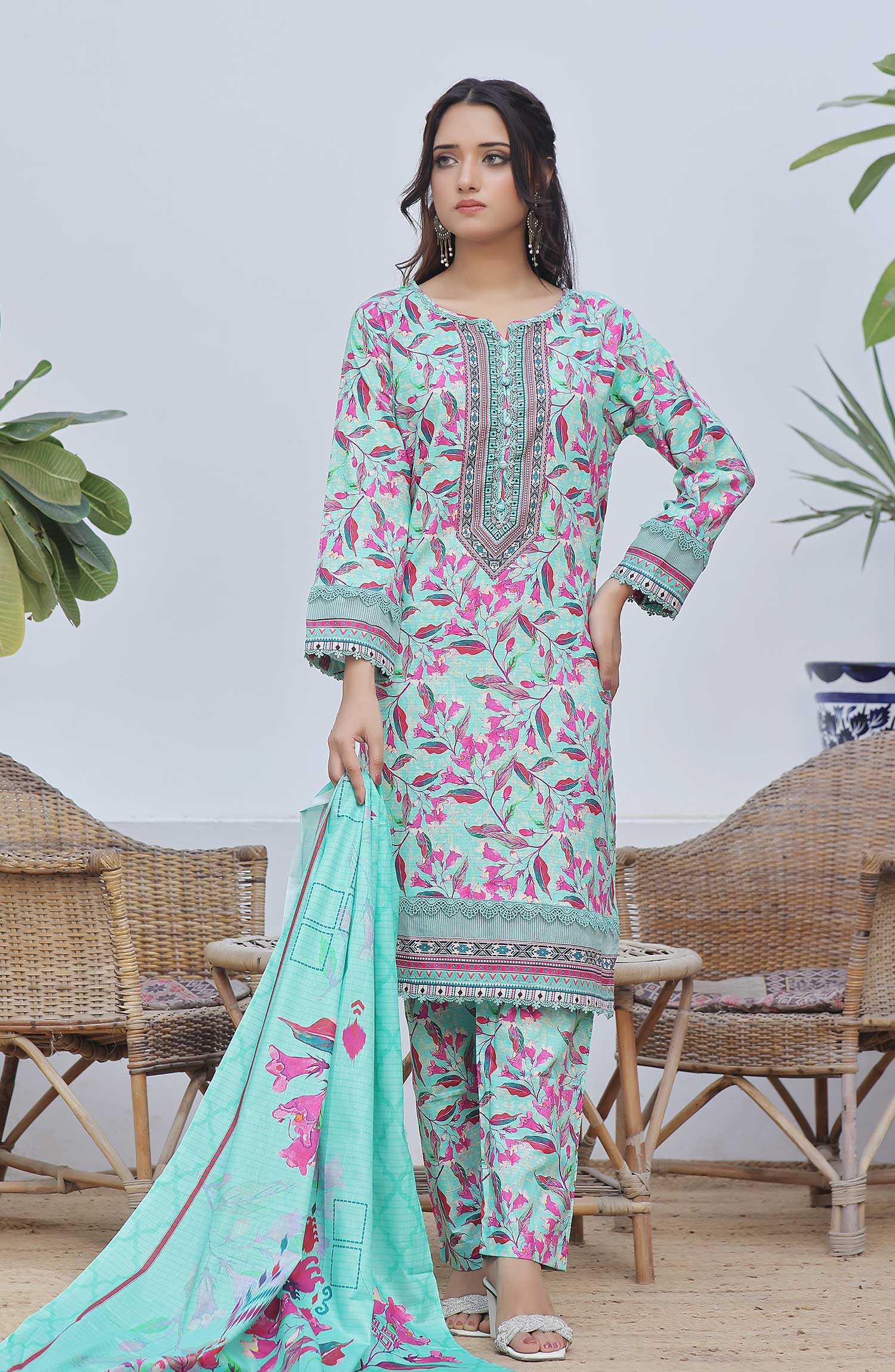 Designer Cotton Lawn 3 Pcs  Unstitched Printed Collection 2024 VOL 03 - DL 108