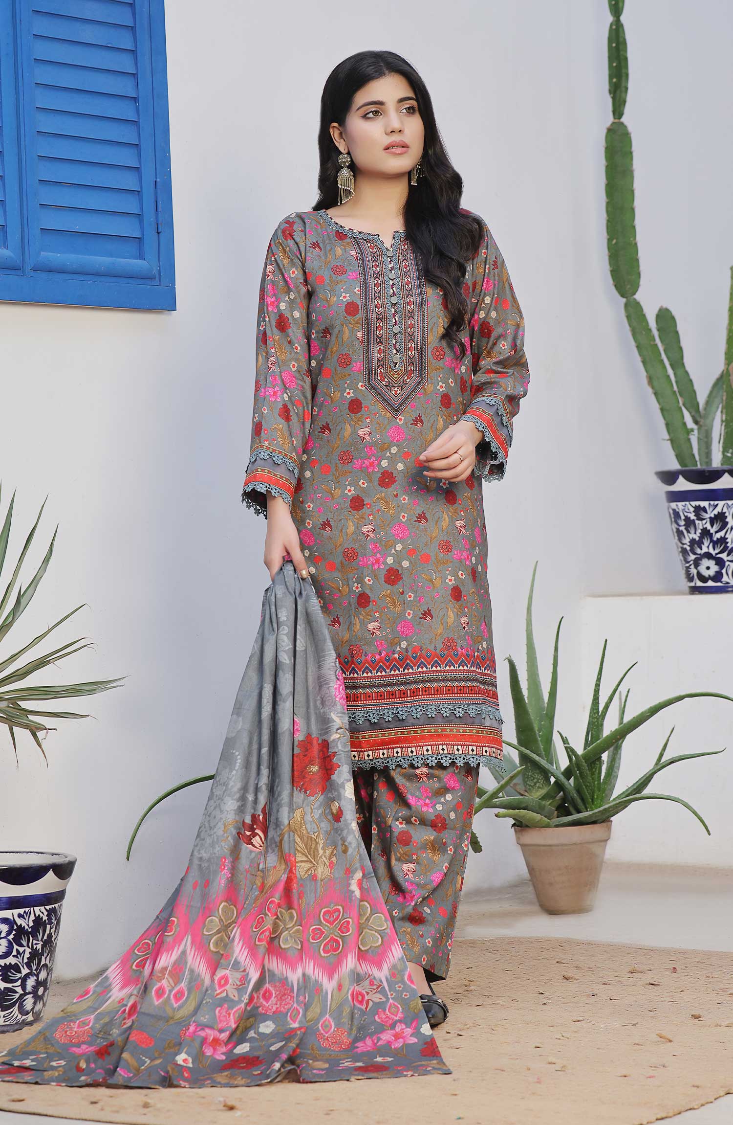 Designer Cotton Lawn 3 Pcs  Unstitched Printed Collection 2024 VOL 03 - DL 147