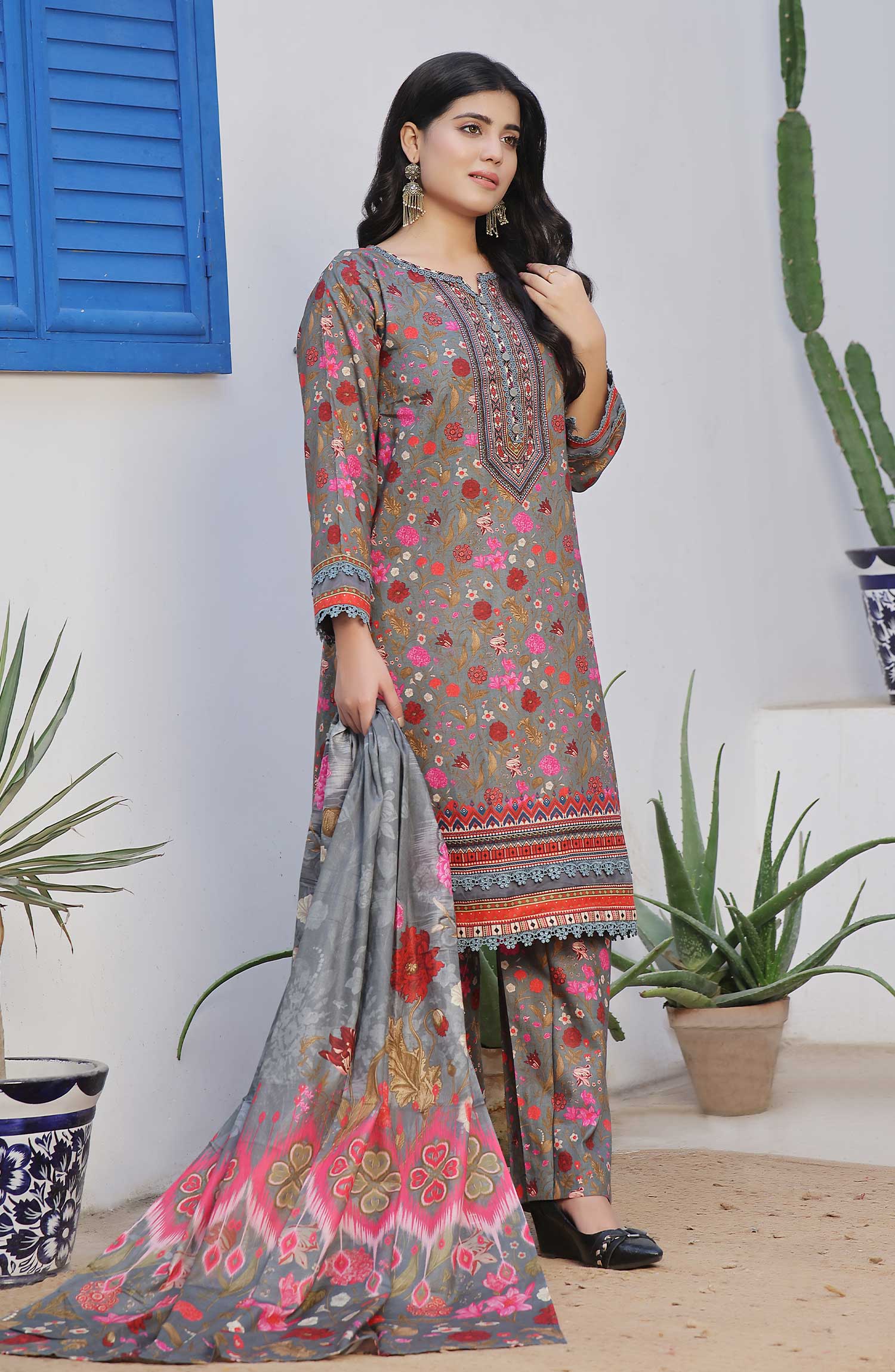 Designer Cotton Lawn 3 Pcs  Unstitched Printed Collection 2024 VOL 03 - DL 147