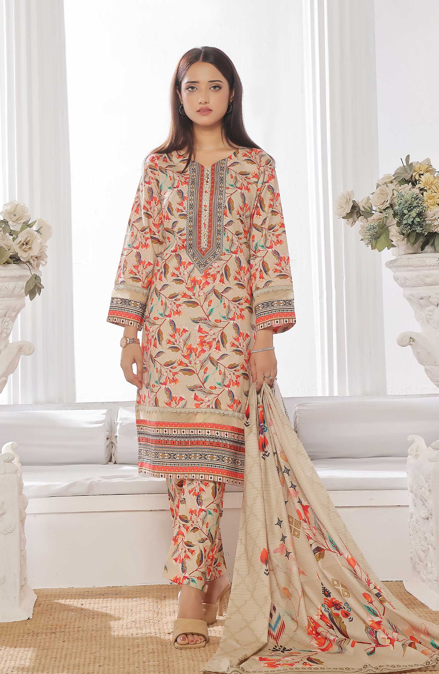 Designer Cotton Lawn 3 Pcs  Unstitched Printed Collection 2024 VOL 03 - DL 174