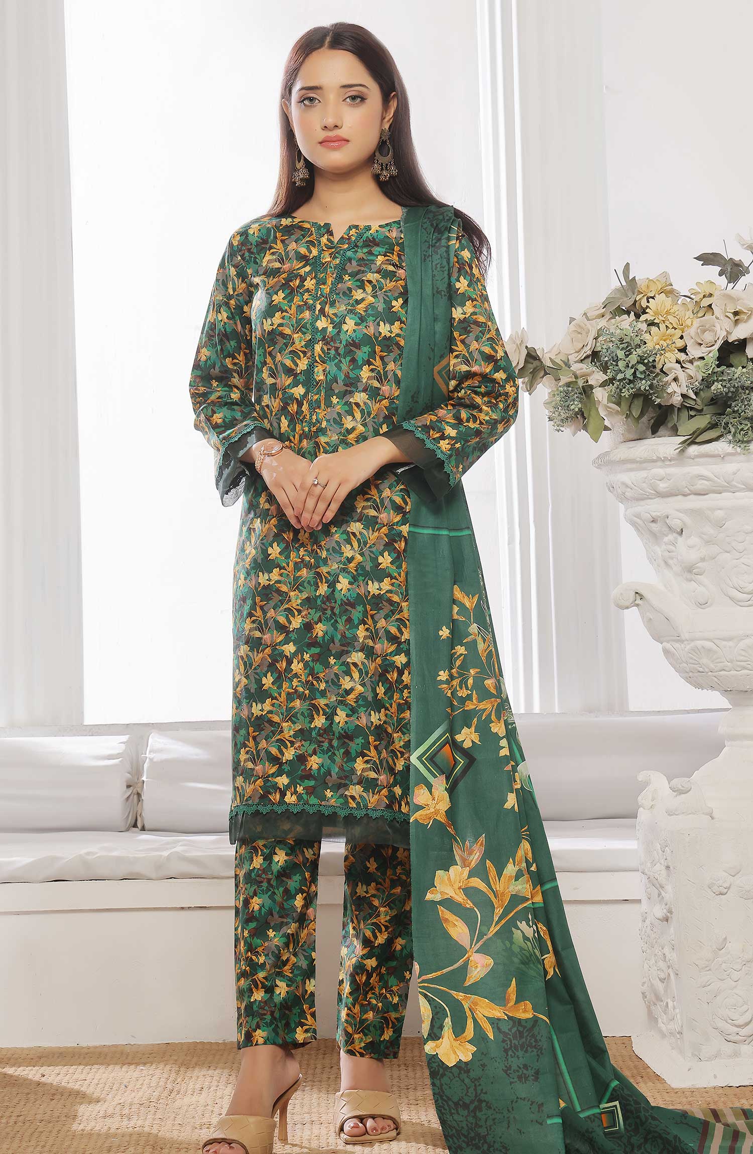 Designer Cotton Lawn 3 Pcs  Unstitched Printed Collection 2024 VOL 03 - DL 183